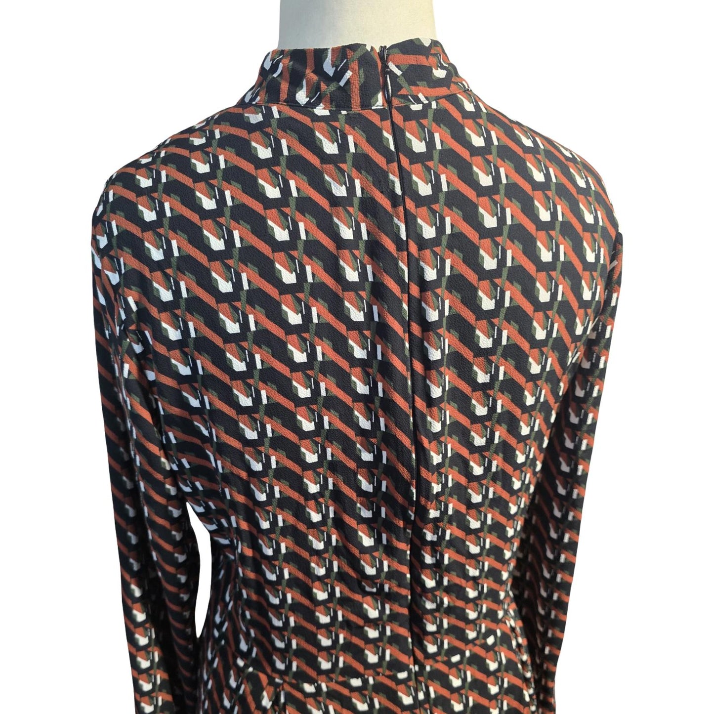 Next Dress Brown Multicoloured Size 12 Long Sleeved Smart Causal