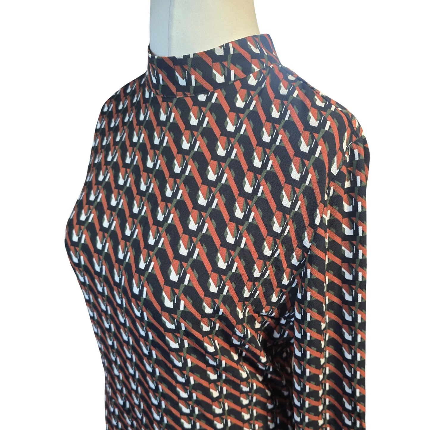 Next Dress Brown Multicoloured Size 12 Long Sleeved Smart Causal