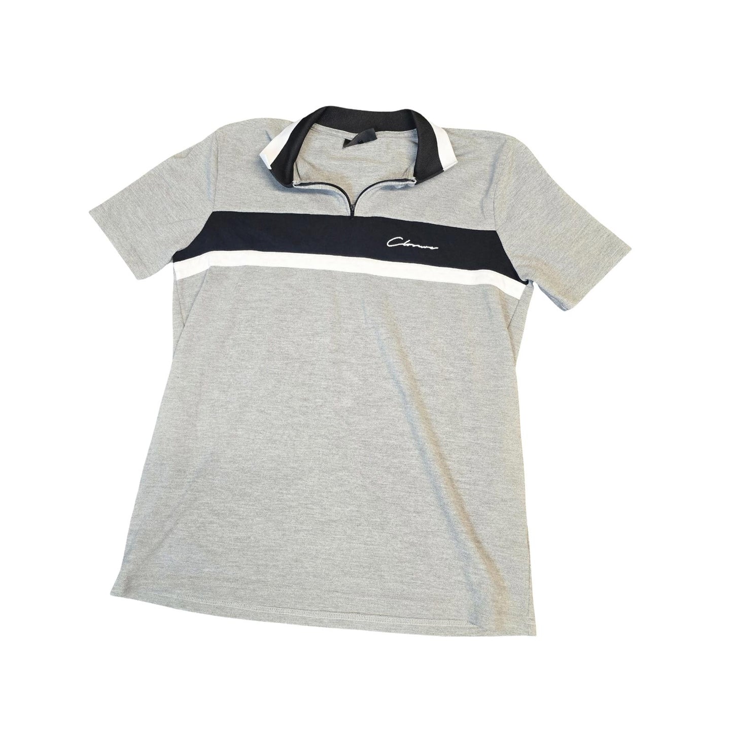 Grey Polo Shirt Age 14-15years 1/4 Zip Causal Closure