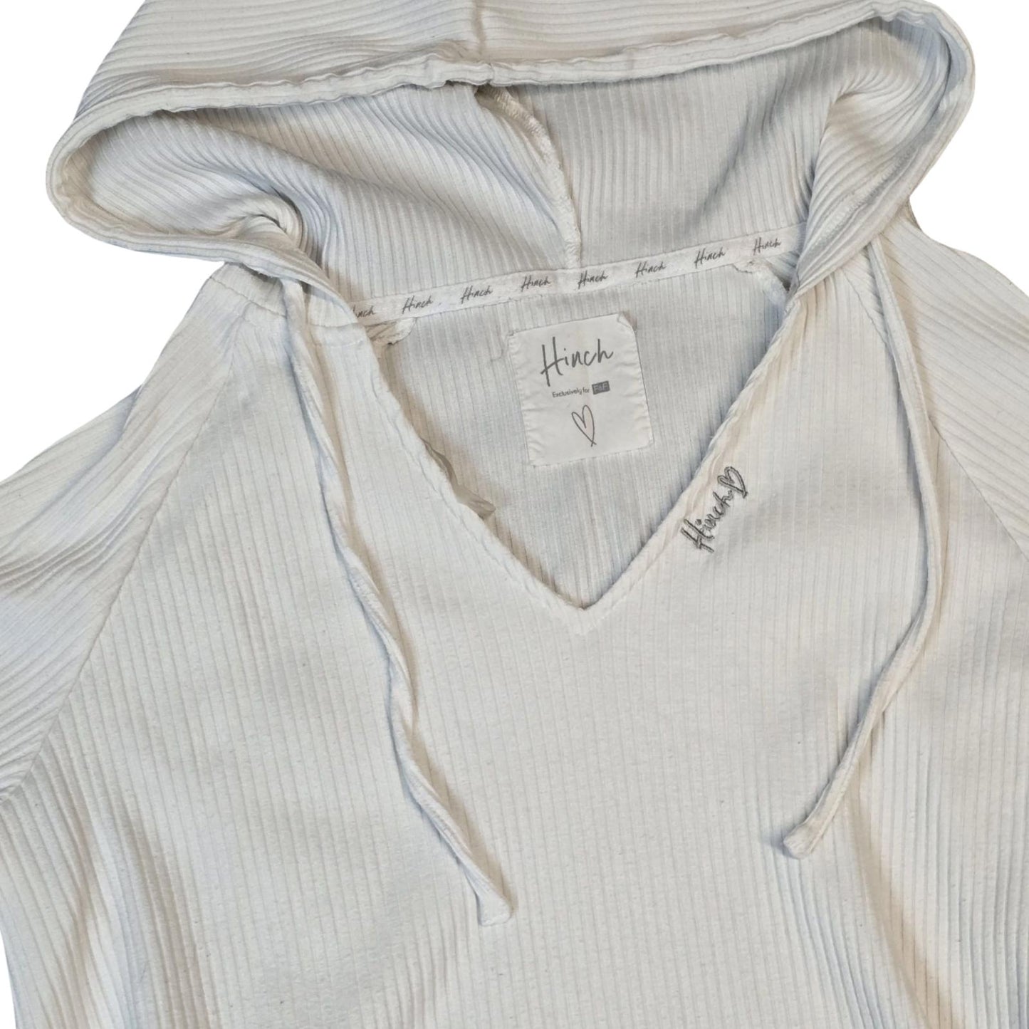 F&F Mrs Hinch White Ribbed Lightweight Hoodie Size 12-14