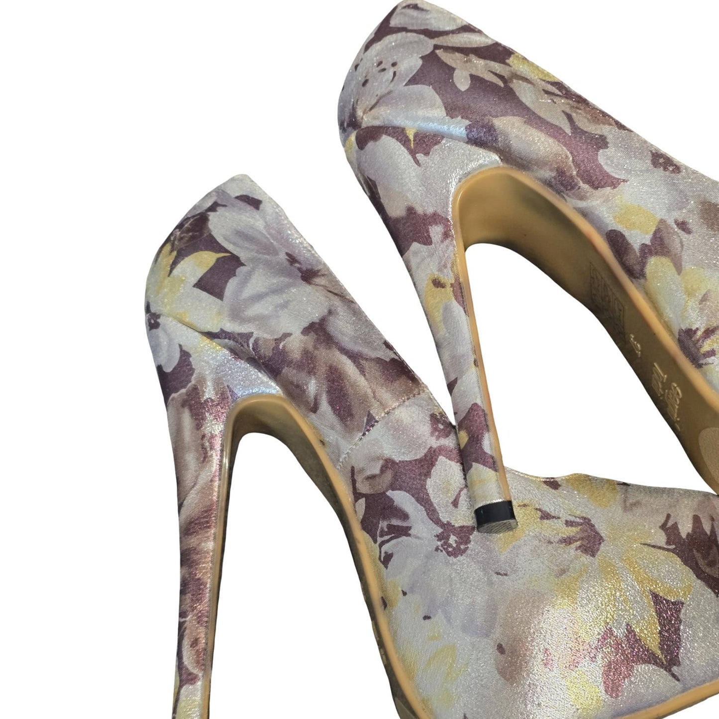 Sergio Todzi Platform Heels Floral Metallic Size 4 Statement