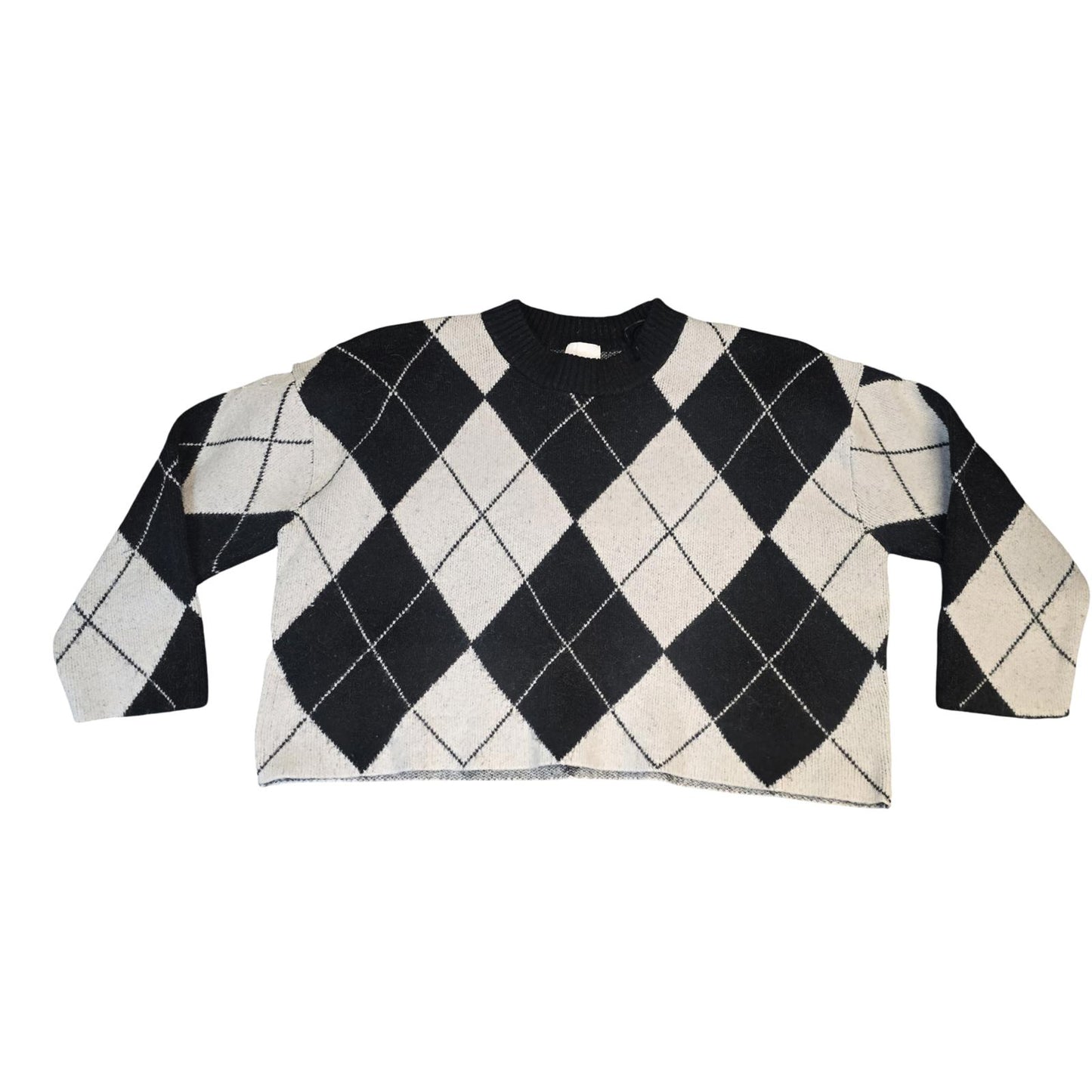 H&M Knit Jumper Black & White Size XL Oversized Cropped