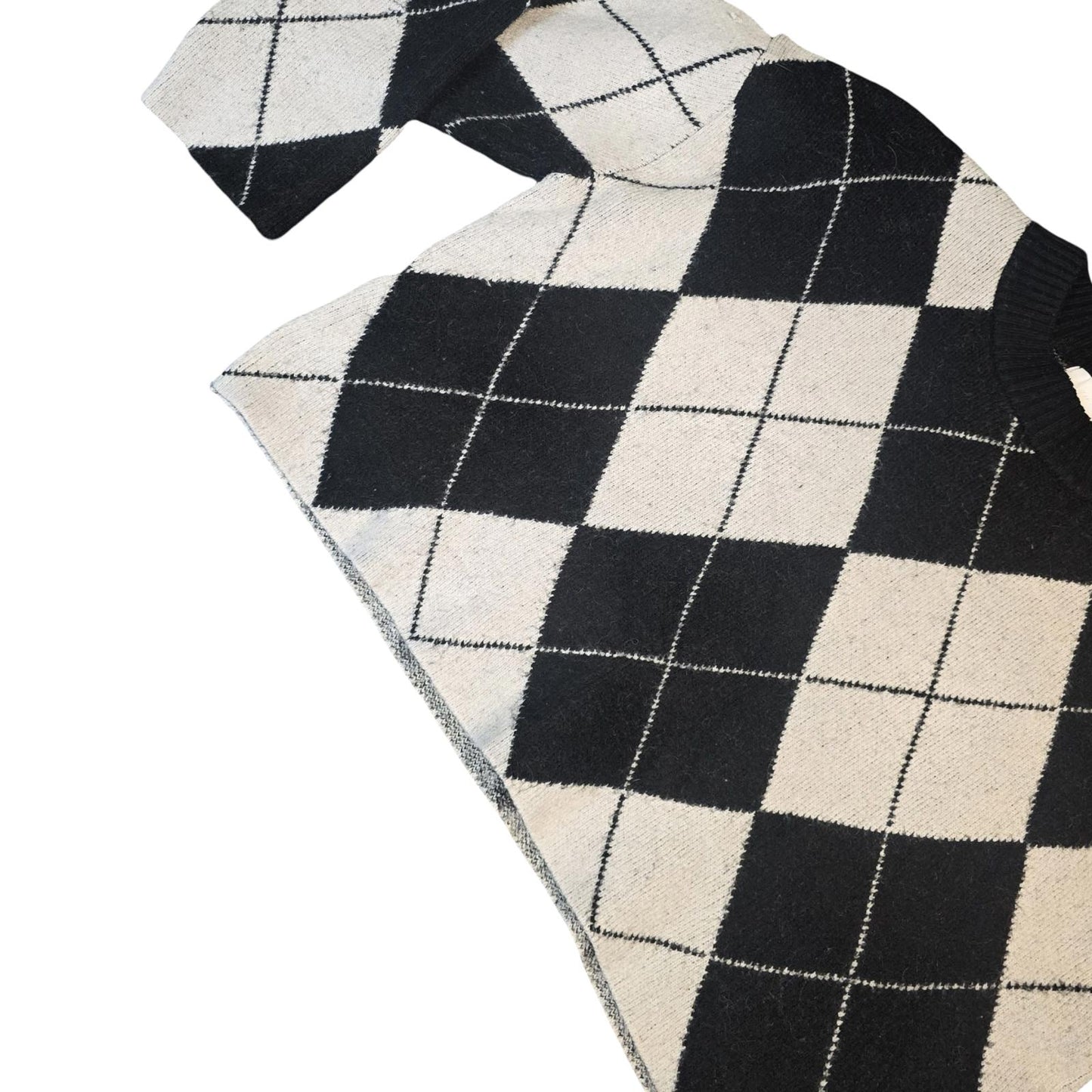 H&M Knit Jumper Black & White Size XL Oversized Cropped