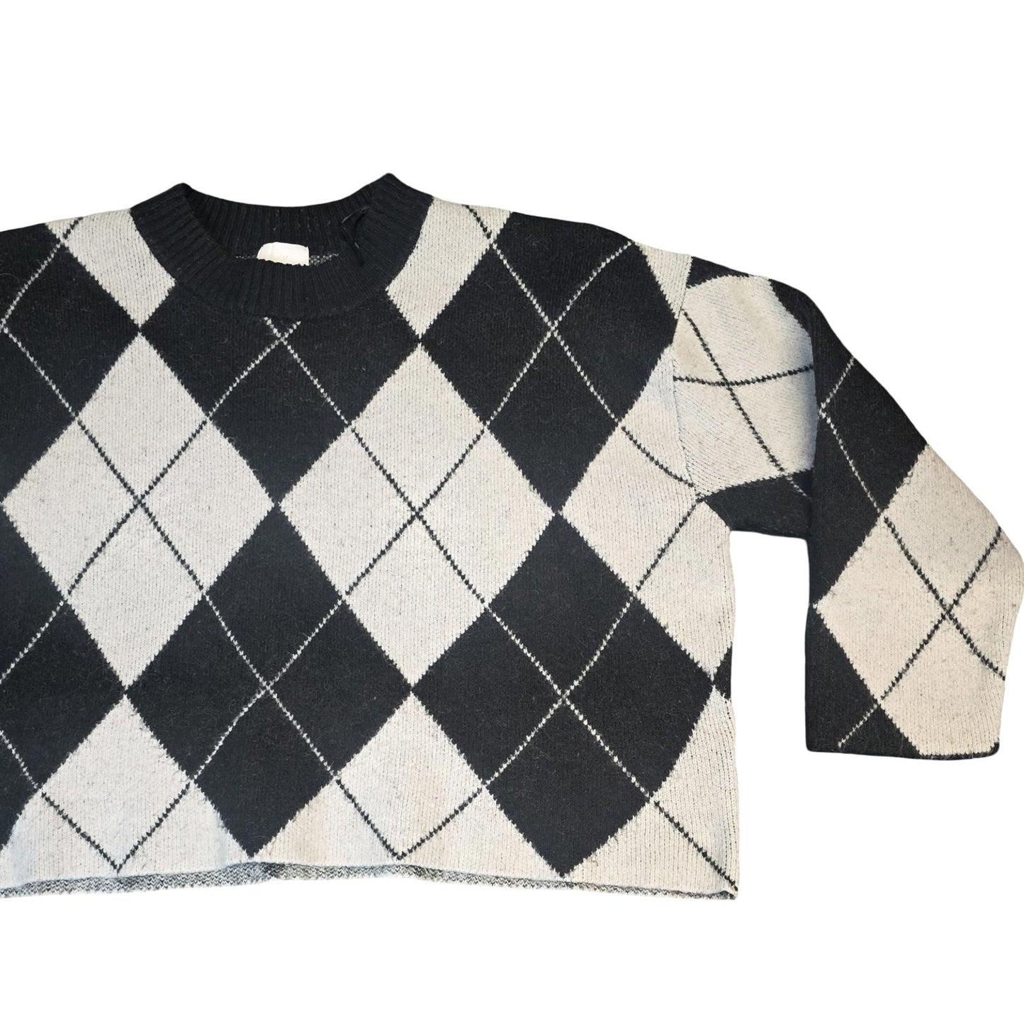 H&M Knit Jumper Black & White Size XL Oversized Cropped