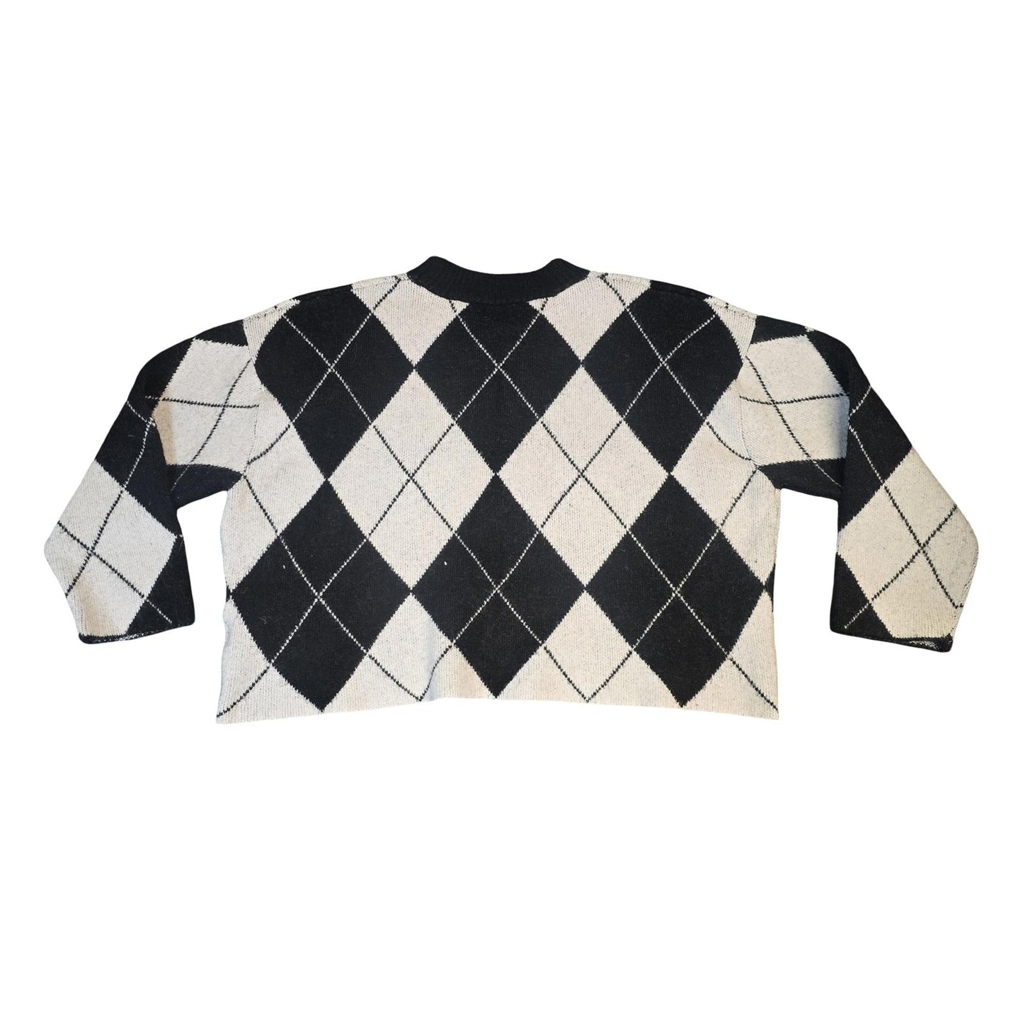 H&M Knit Jumper Black & White Size XL Oversized Cropped