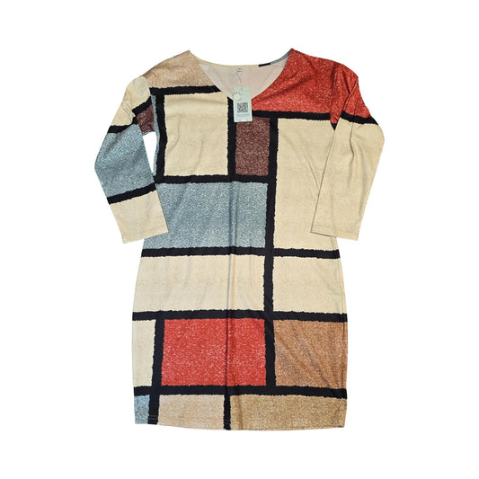 Maria & Gabriele Multicoloured Patchwork V-Neck Dress M  Size 14/16 New