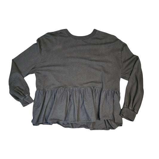 Boohoo Black Peplum Jumper Size 16 Lightweight Relaxed Fit