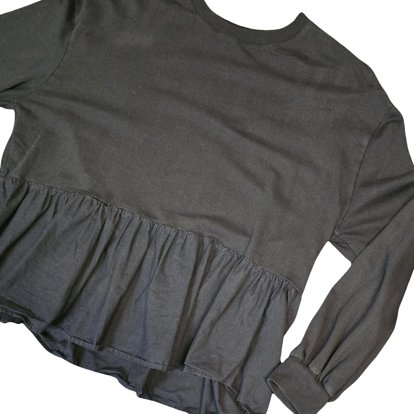 Boohoo Black Peplum Jumper Size 16 Lightweight Relaxed Fit