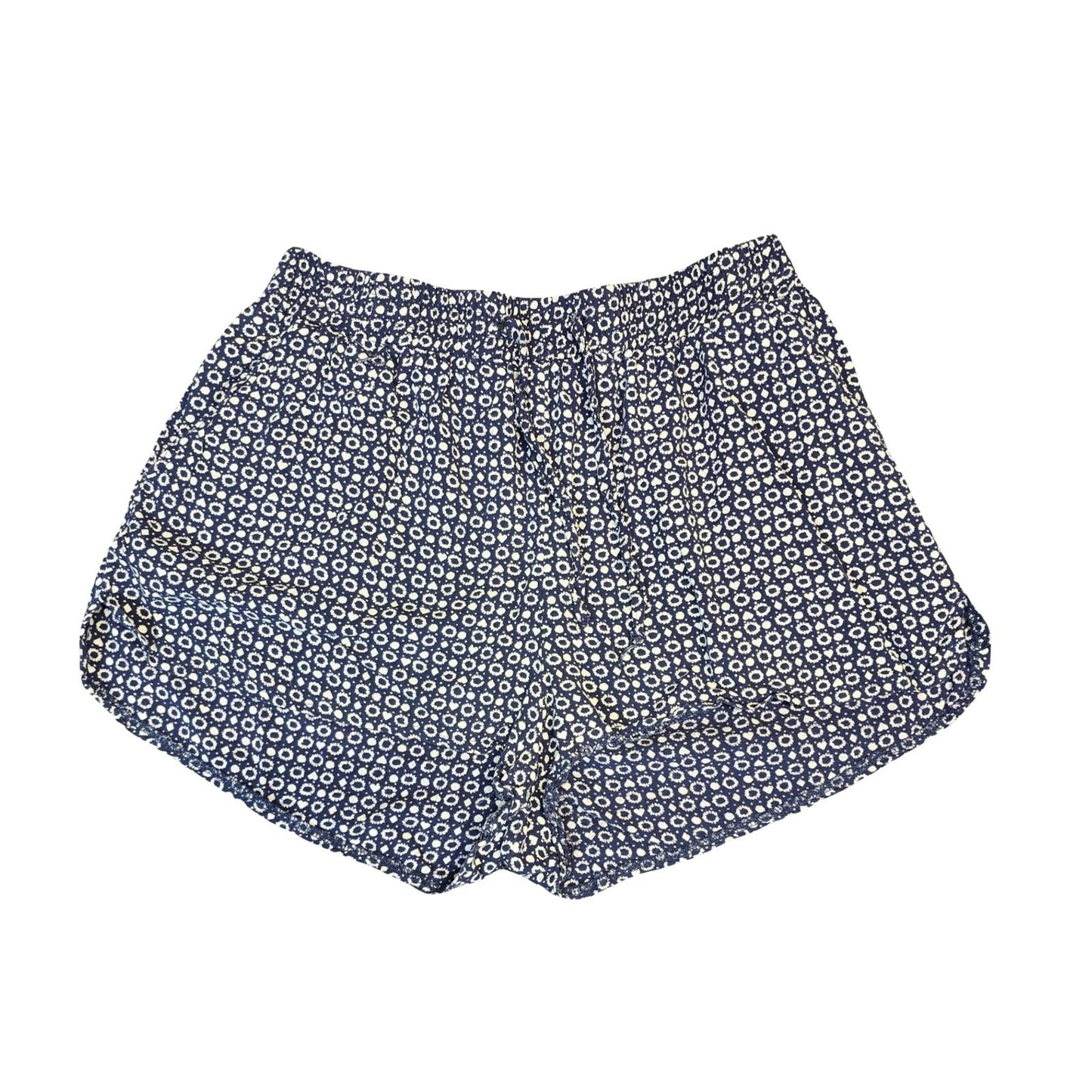 New Look Navy & White Floral Shorts Size 12 Drawstring Waist
