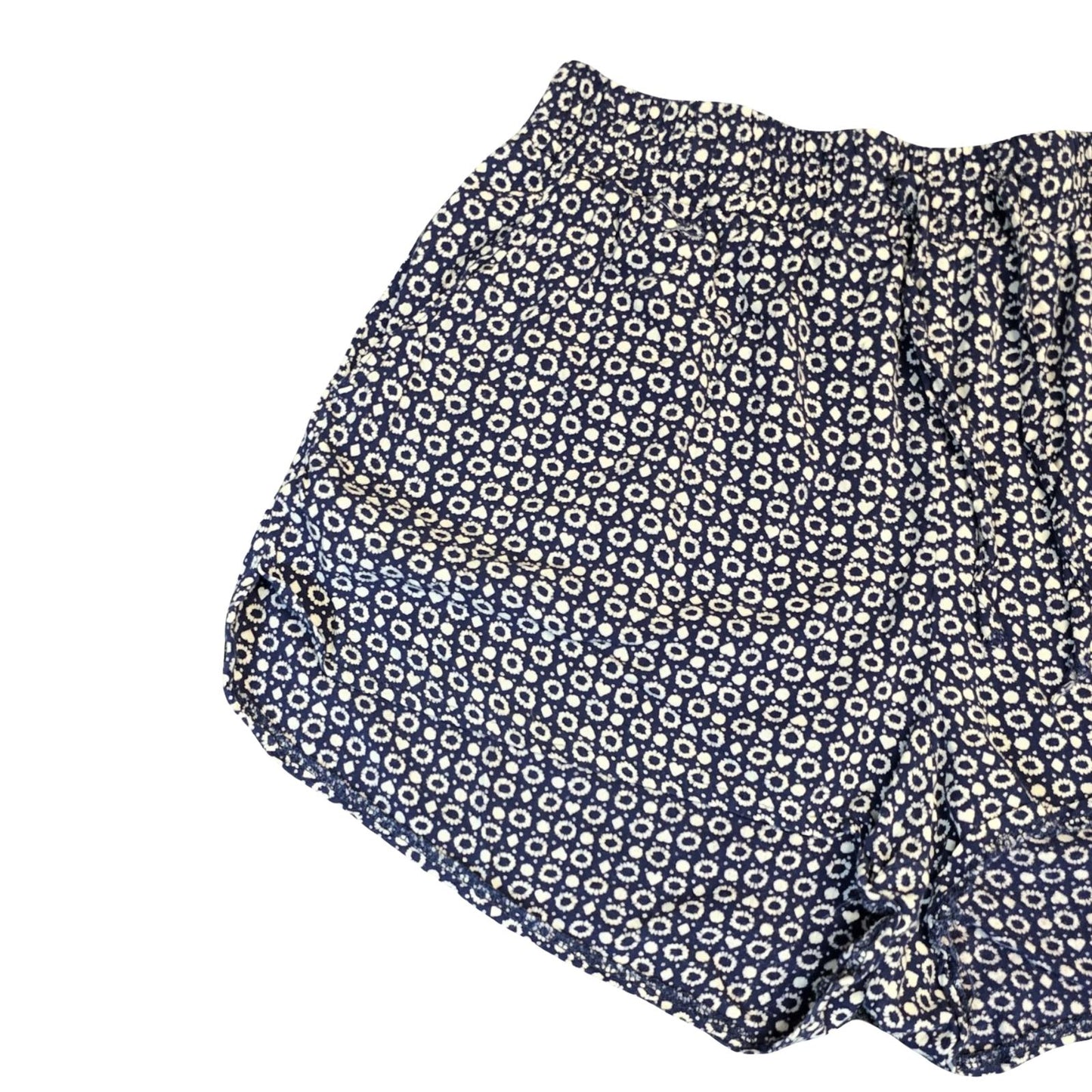 New Look Navy & White Floral Shorts Size 12 Drawstring Waist