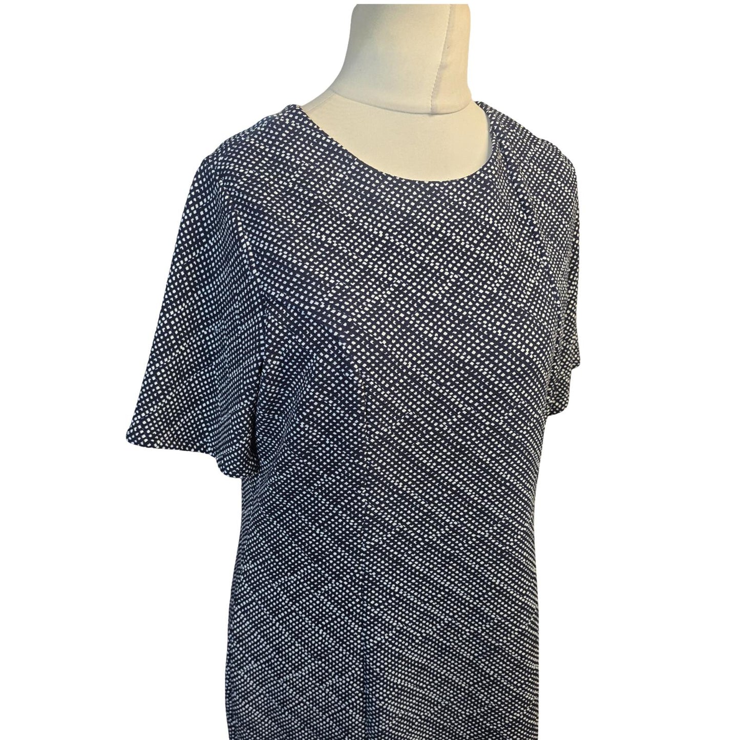 Van Heusen Navy & White Polka Dot Dress Size 14 Work