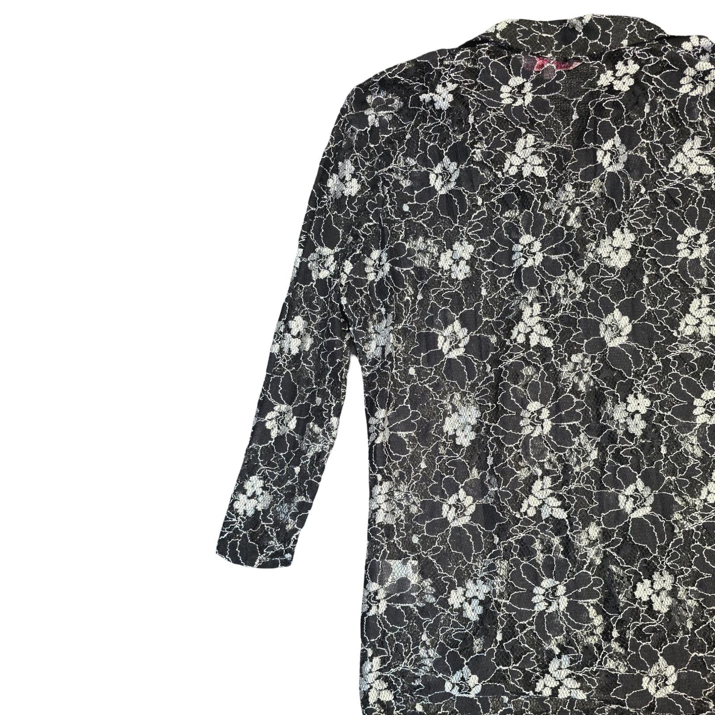 Michelle Hope Black & White Floral Lace Shirt  Size 10/12