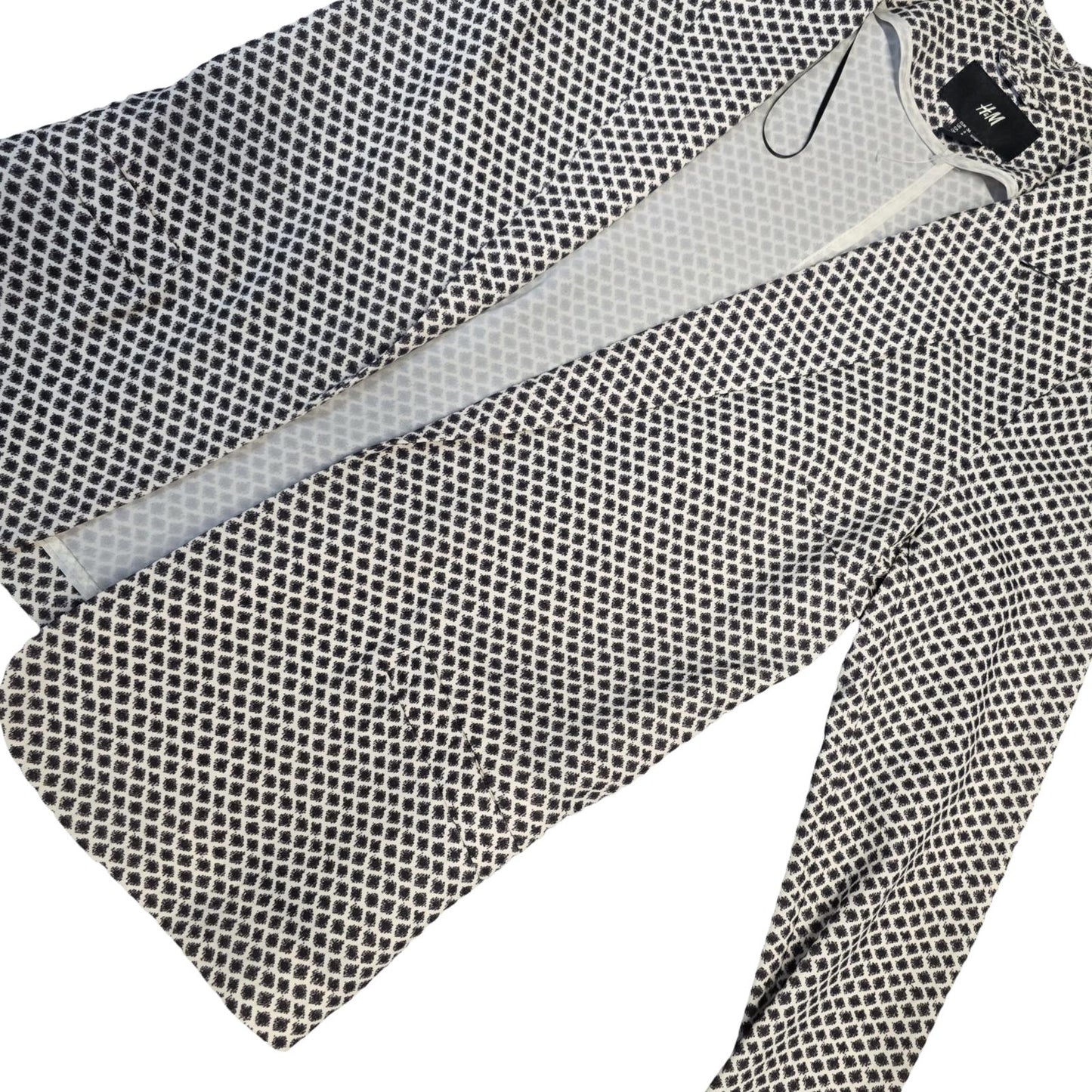 H&M Black & White Geometric Print Blazer Size 8 Tailored Monochrome Style