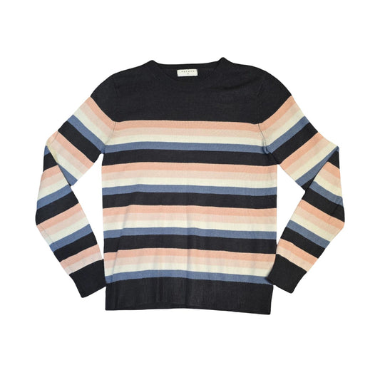 Matalan Striped Jumper Black Pink Blue White Long Sleeve Size 8