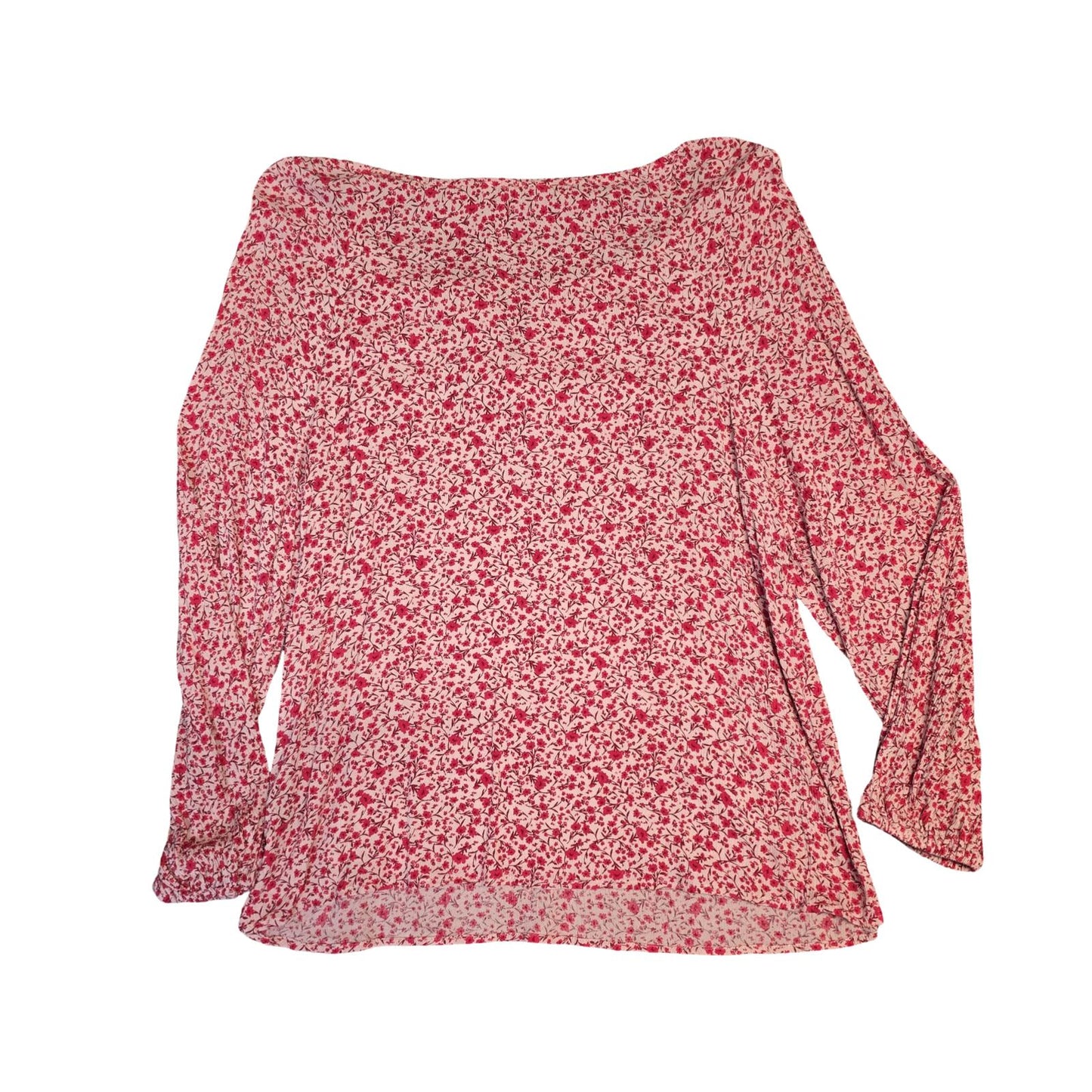 George Pink Red Floral Tie Front Blouse  Size 10 Causal