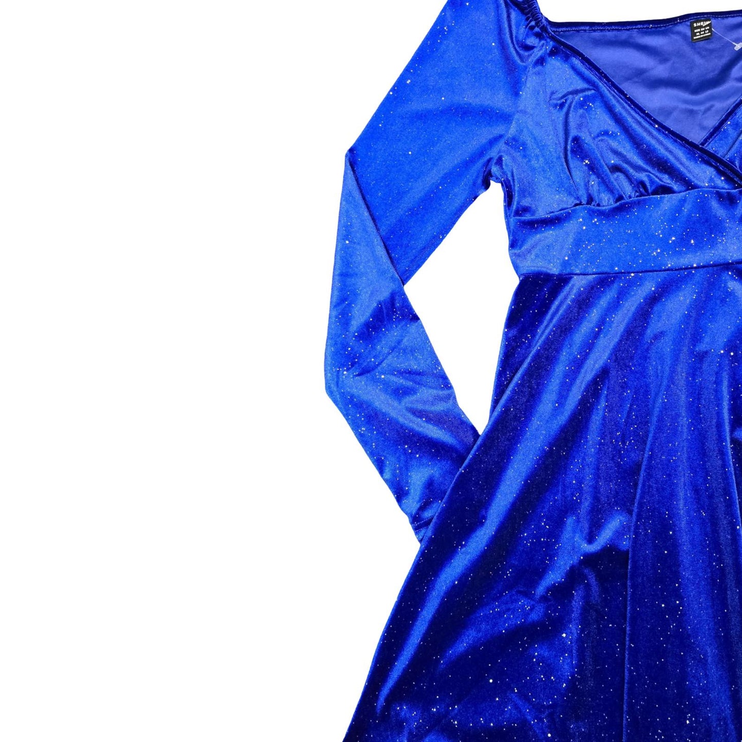 Shein Blue Glitter Velvet Flared Dress Size XL Size 14/16