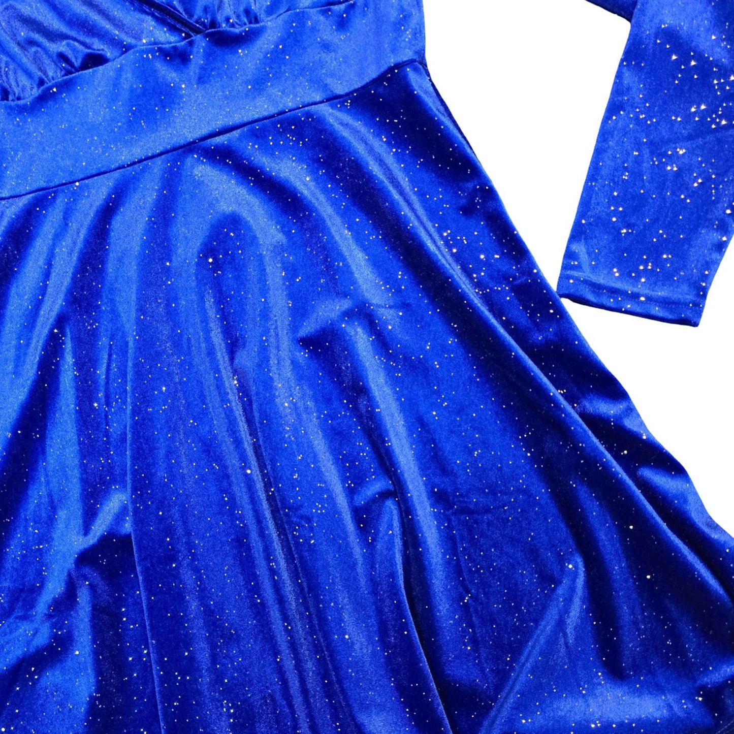 Shein Blue Glitter Velvet Flared Dress Size XL Size 14/16