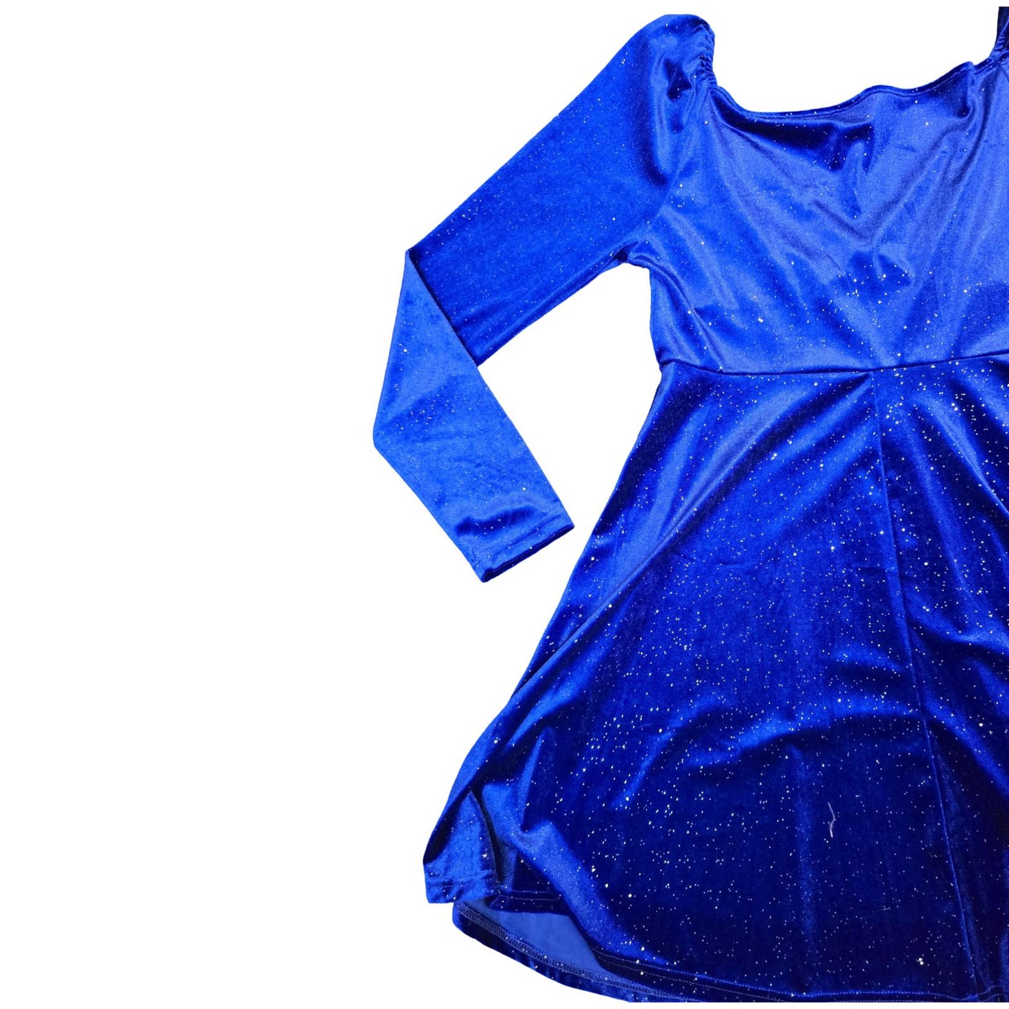 Shein Blue Glitter Velvet Flared Dress Size XL Size 14/16