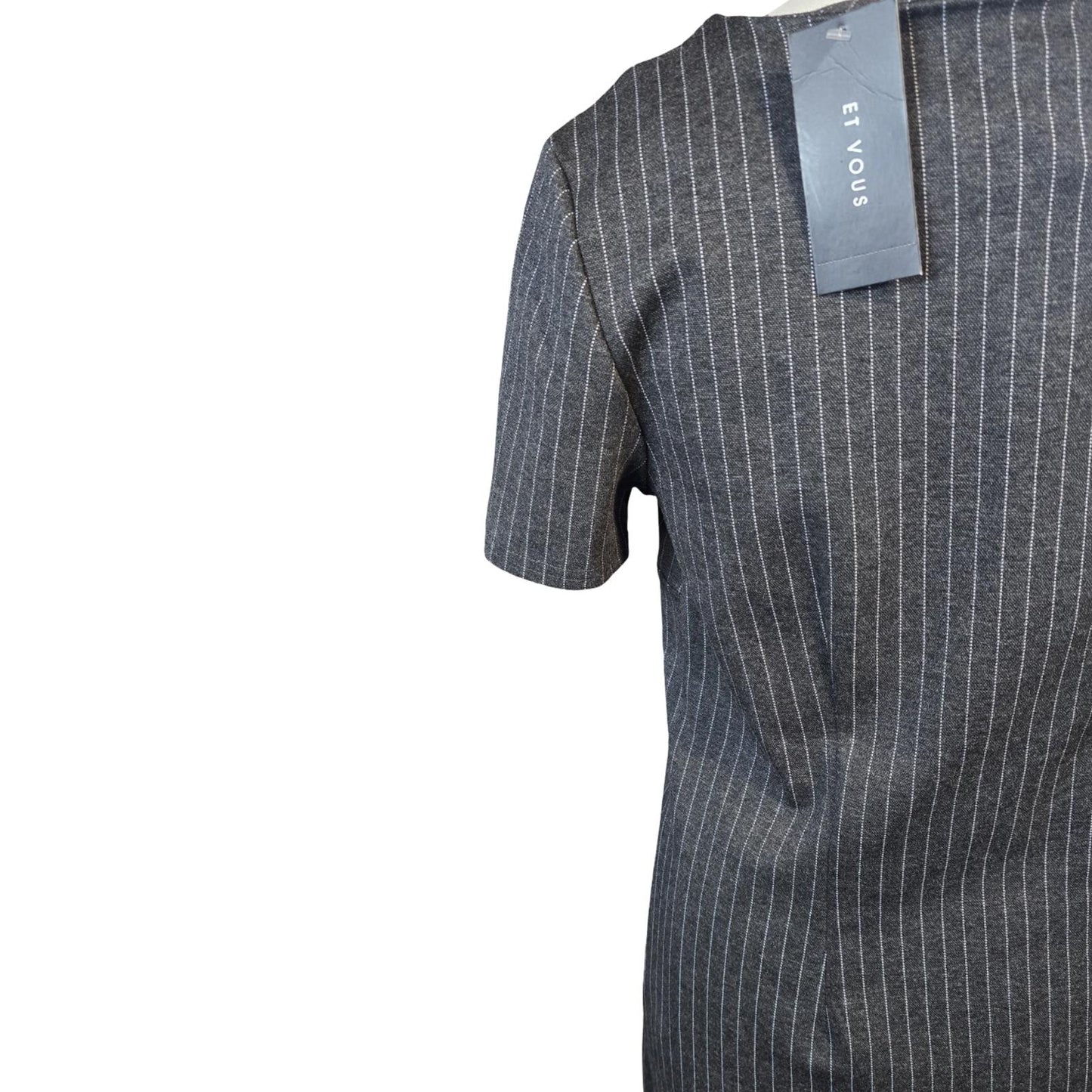 Et Vous Dress Grey Pinstripe Size 10 Stretchy Knee-Midi