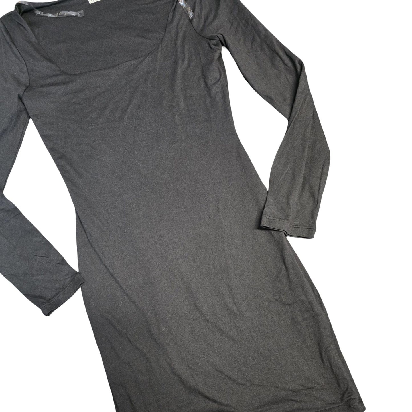 Heart Hips Bodycon Dress Black S Size 8/10 Square Neck Long Sleeve