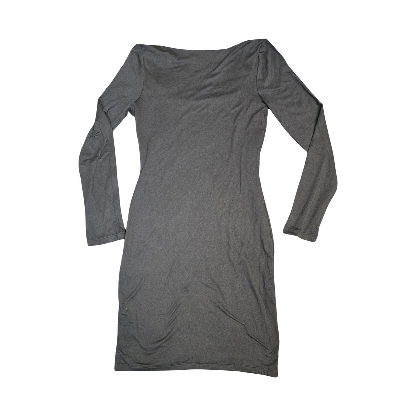 Heart Hips Bodycon Dress Black S Size 8/10 Square Neck Long Sleeve