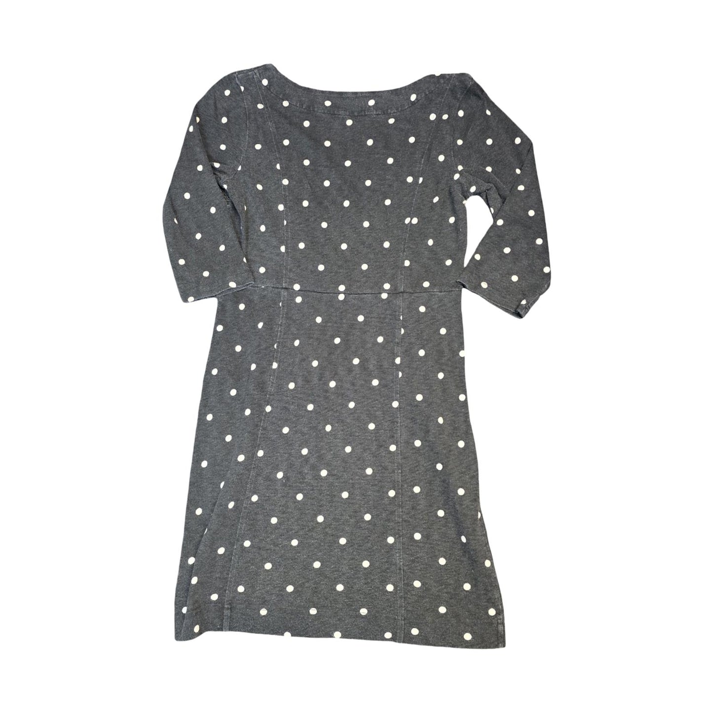 Joules Polka Dot Dress Black & White Size 10 Cotton Pockets 3/4 Sleeve