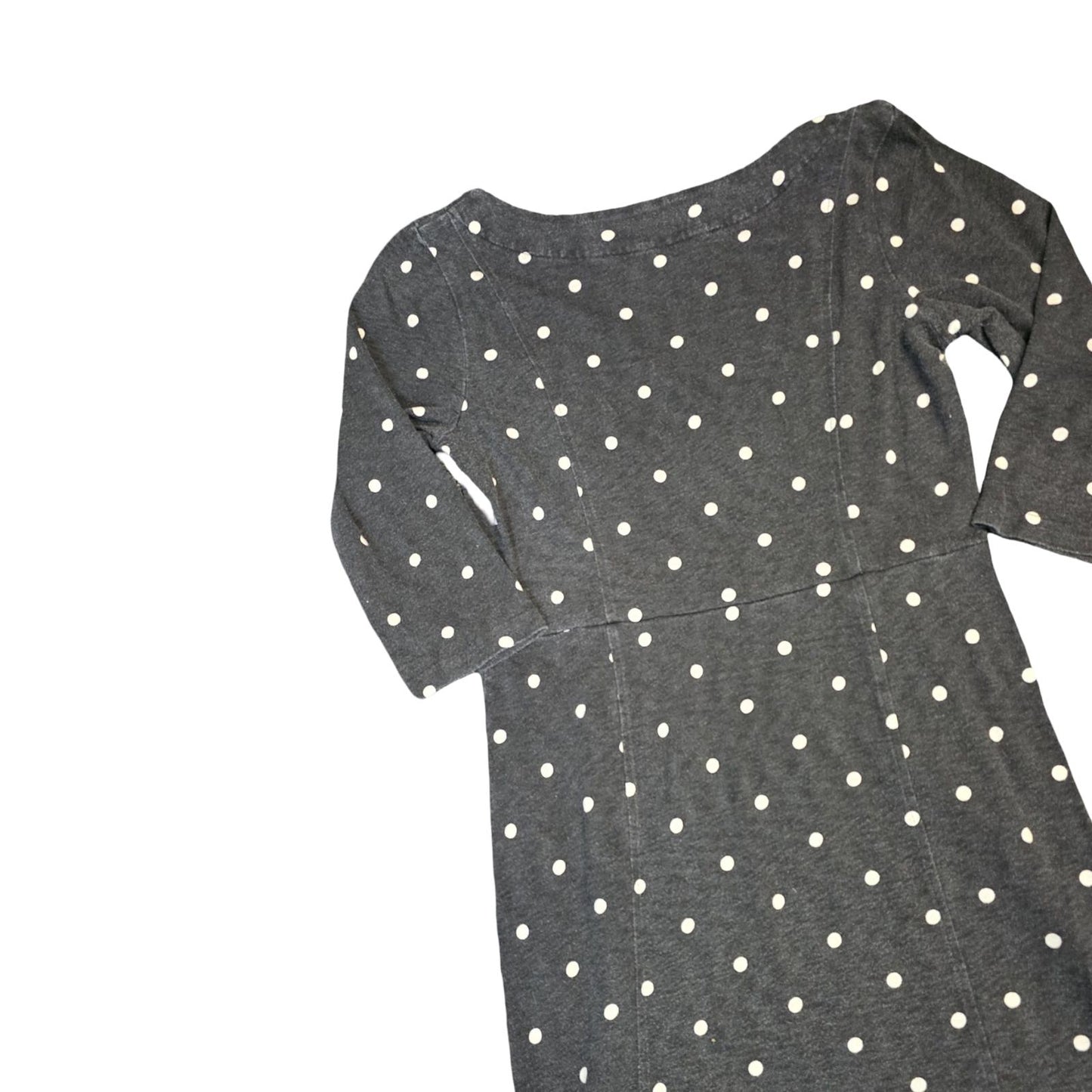Joules Polka Dot Dress Black & White Size 10 Cotton Pockets 3/4 Sleeve