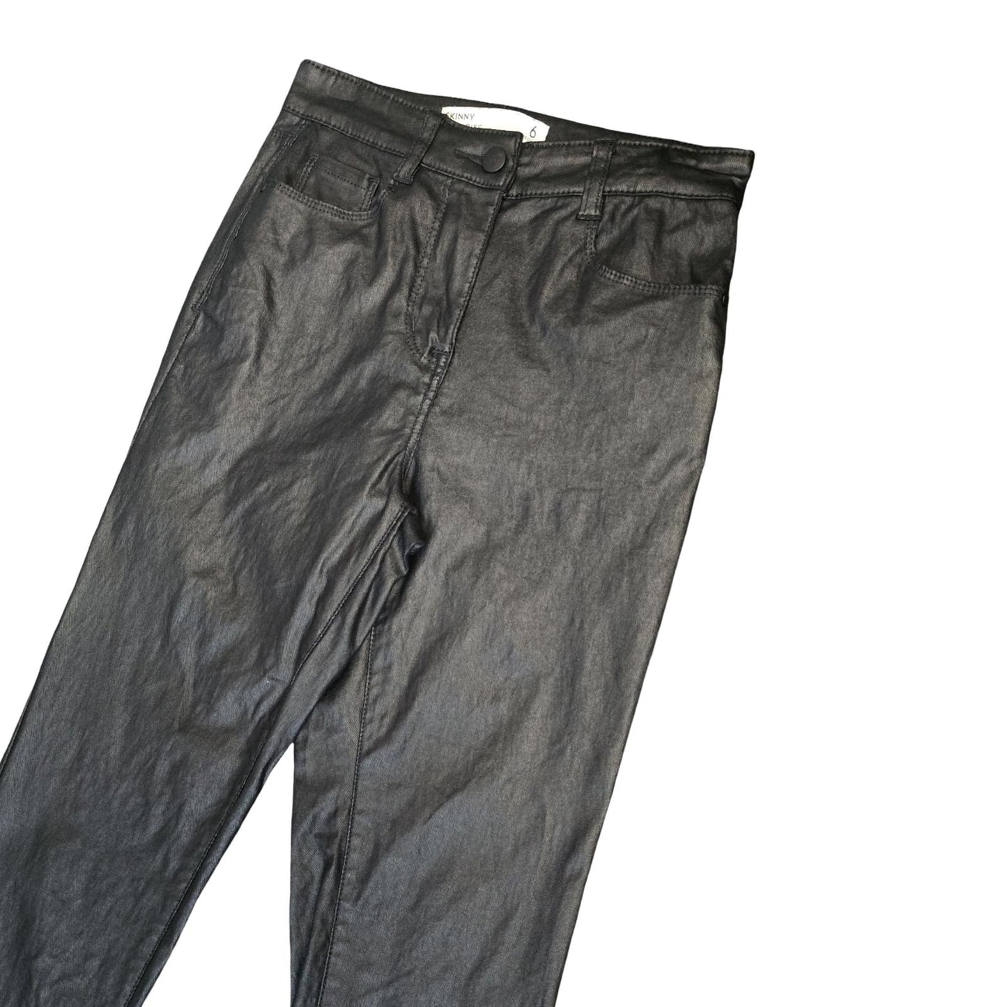 Next Skinny Faux Leather High-Waist Trousers  Size 6 Reg