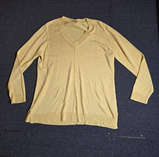 Matalan Yellow V-Neck Jumper Size 20 Lightweight Knit