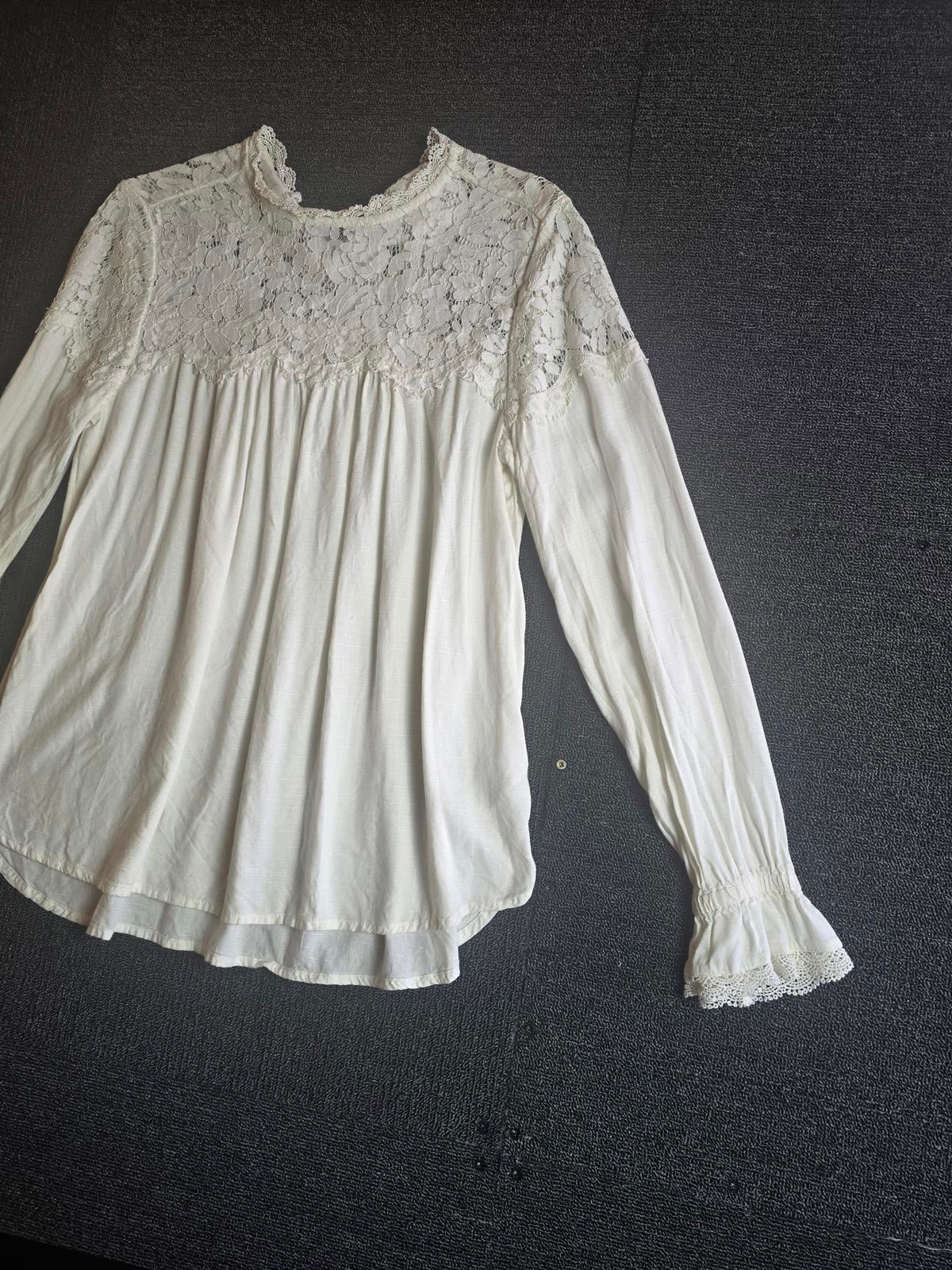 Marks & Spencer Blouse Cream Size 10 Lace High Neck