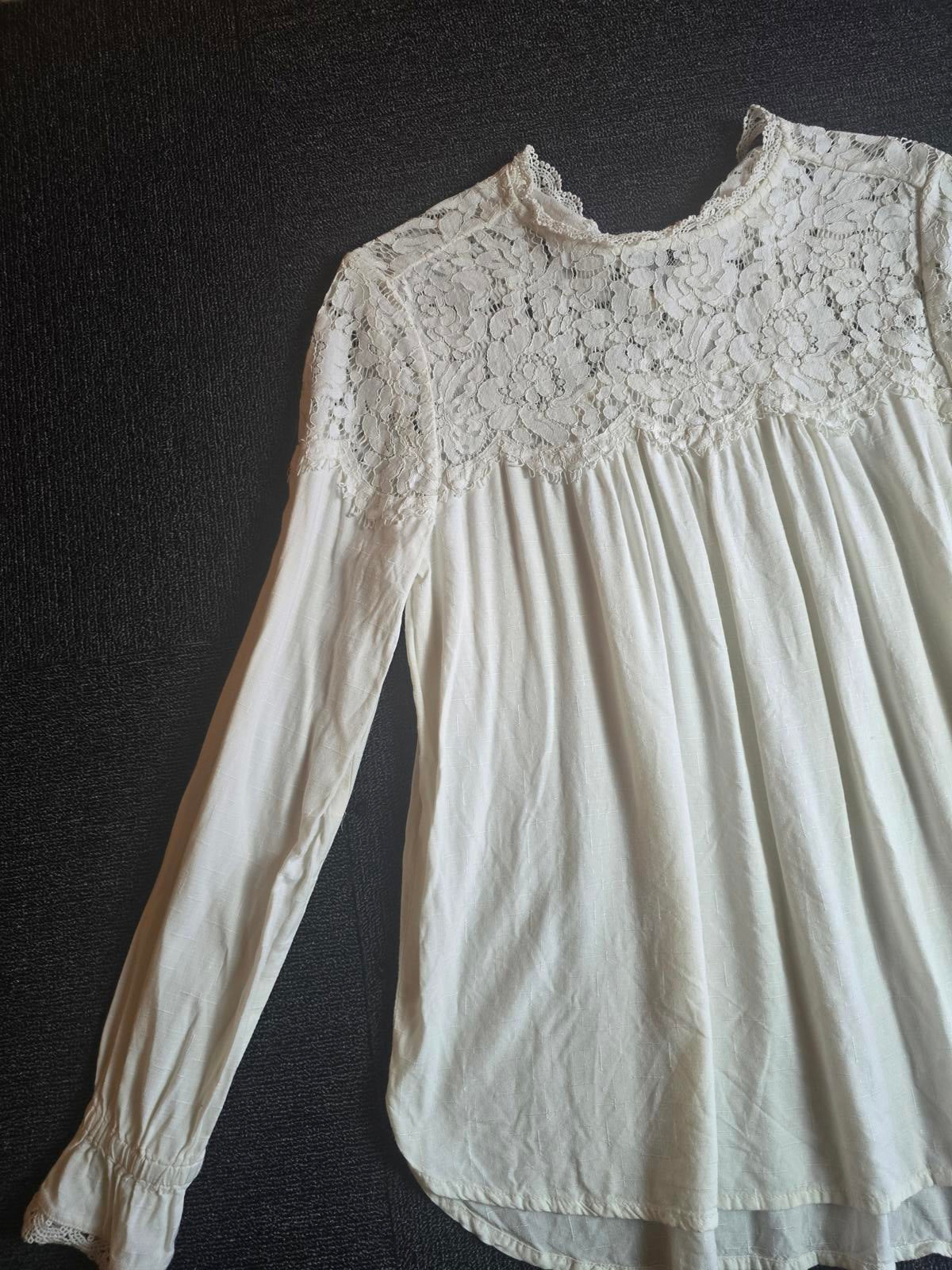 Marks & Spencer Blouse Cream Size 10 Lace High Neck
