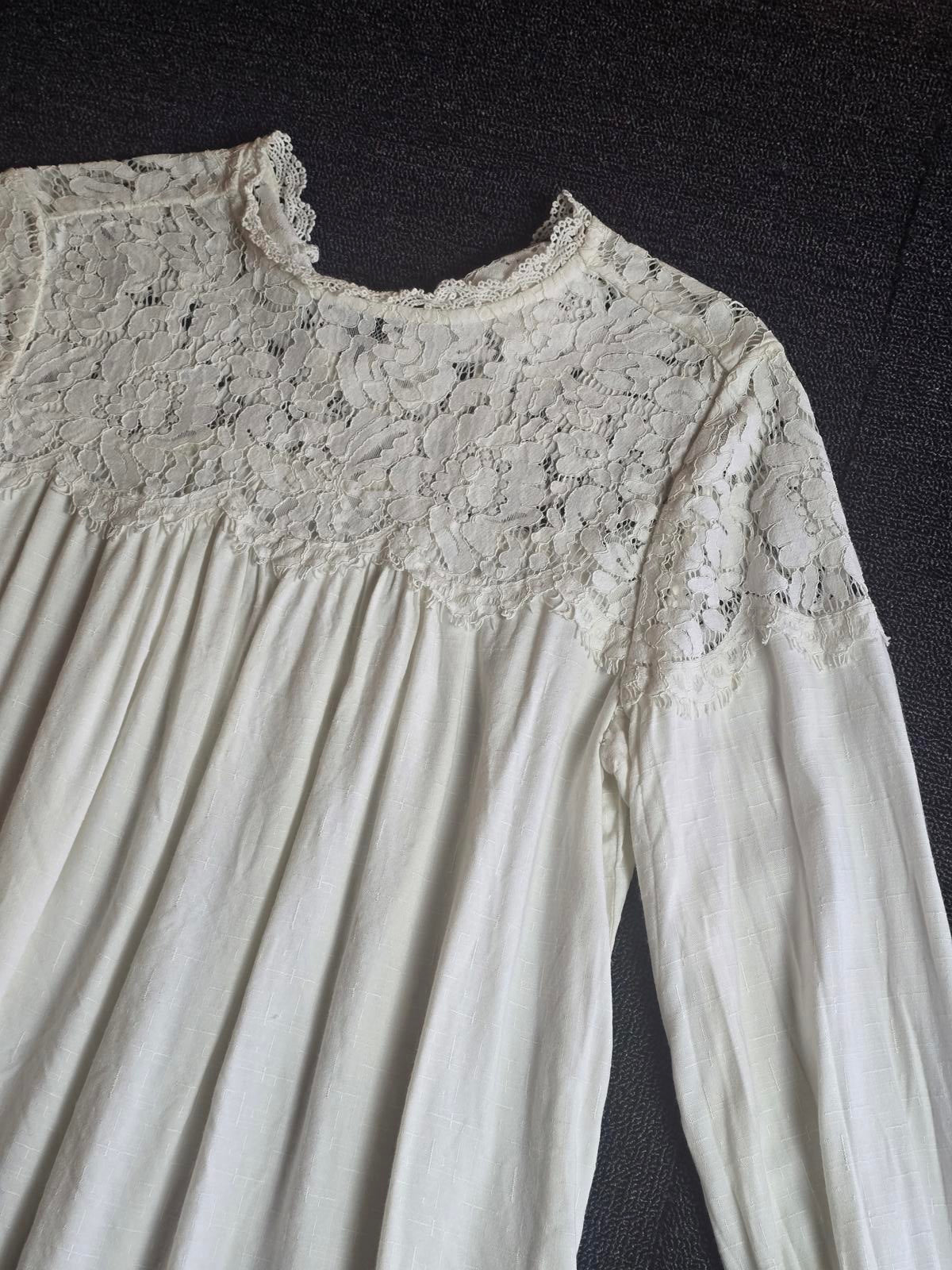 Marks & Spencer Blouse Cream Size 10 Lace High Neck