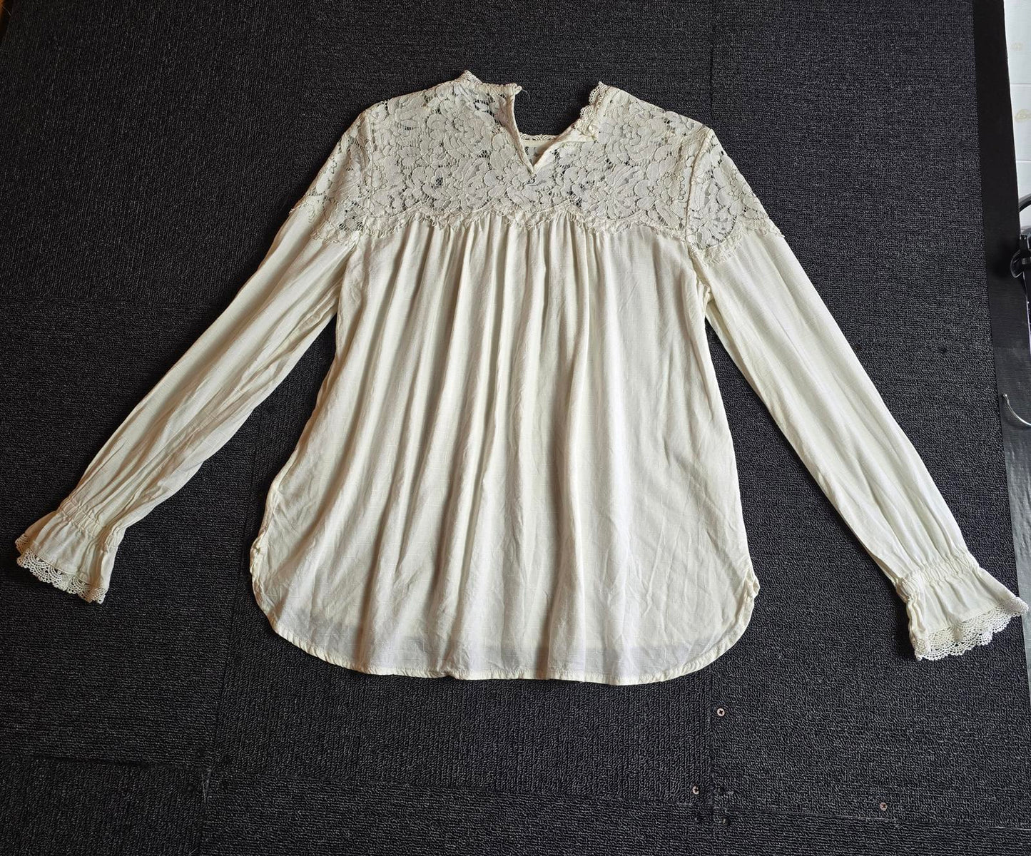Marks & Spencer Blouse Cream Size 10 Lace High Neck