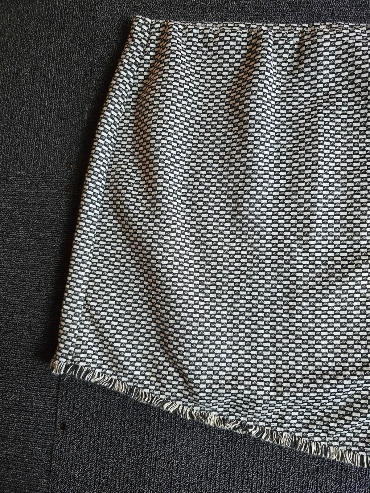 Primark Checked Mini Skirt Black & White Size 16 Frayed Hem