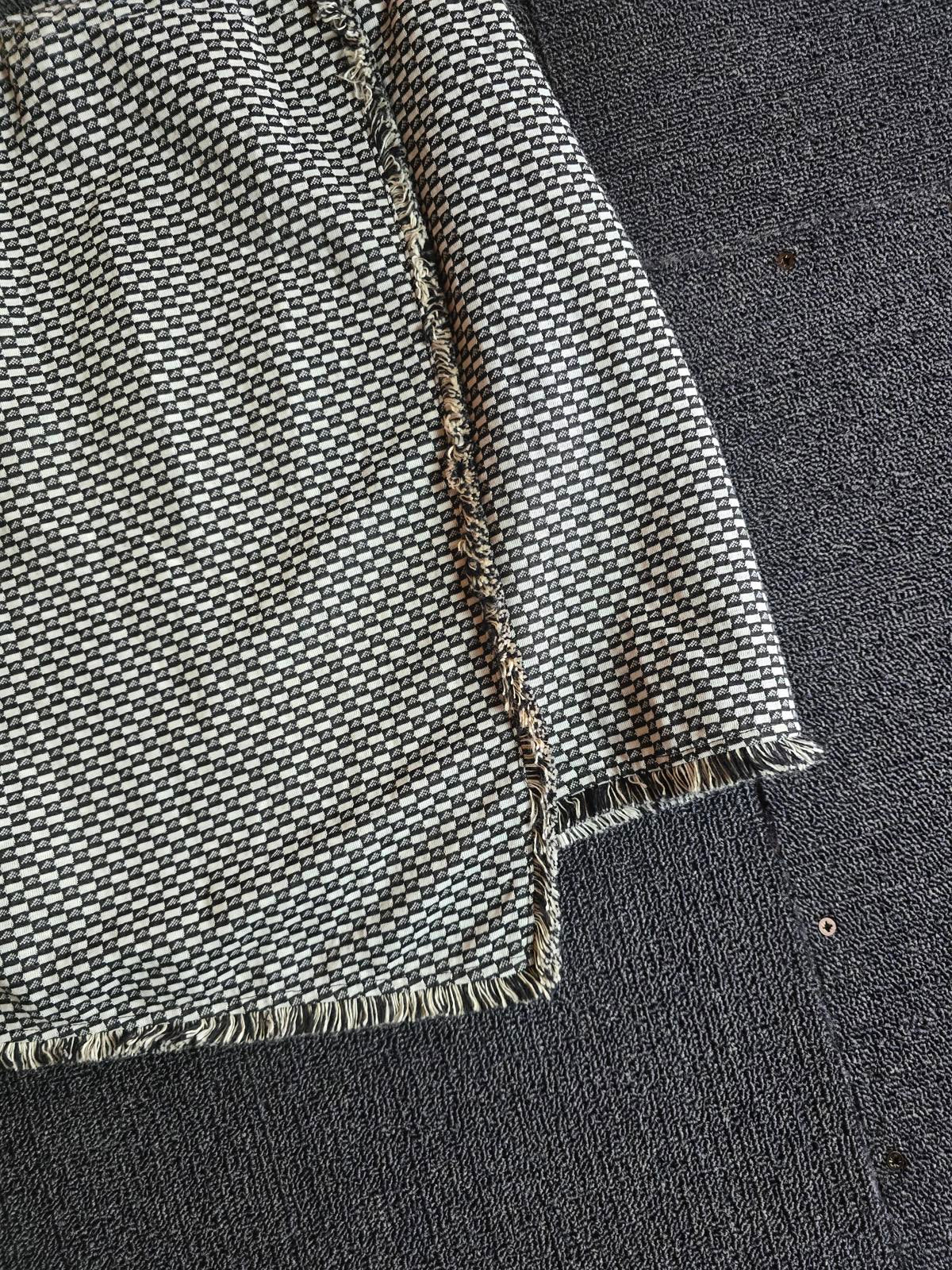 Primark Checked Mini Skirt Black & White Size 16 Frayed Hem