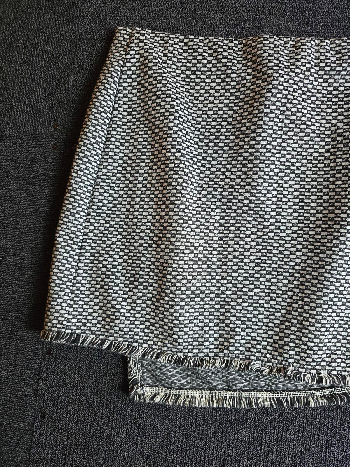 Primark Checked Mini Skirt Black & White Size 16 Frayed Hem