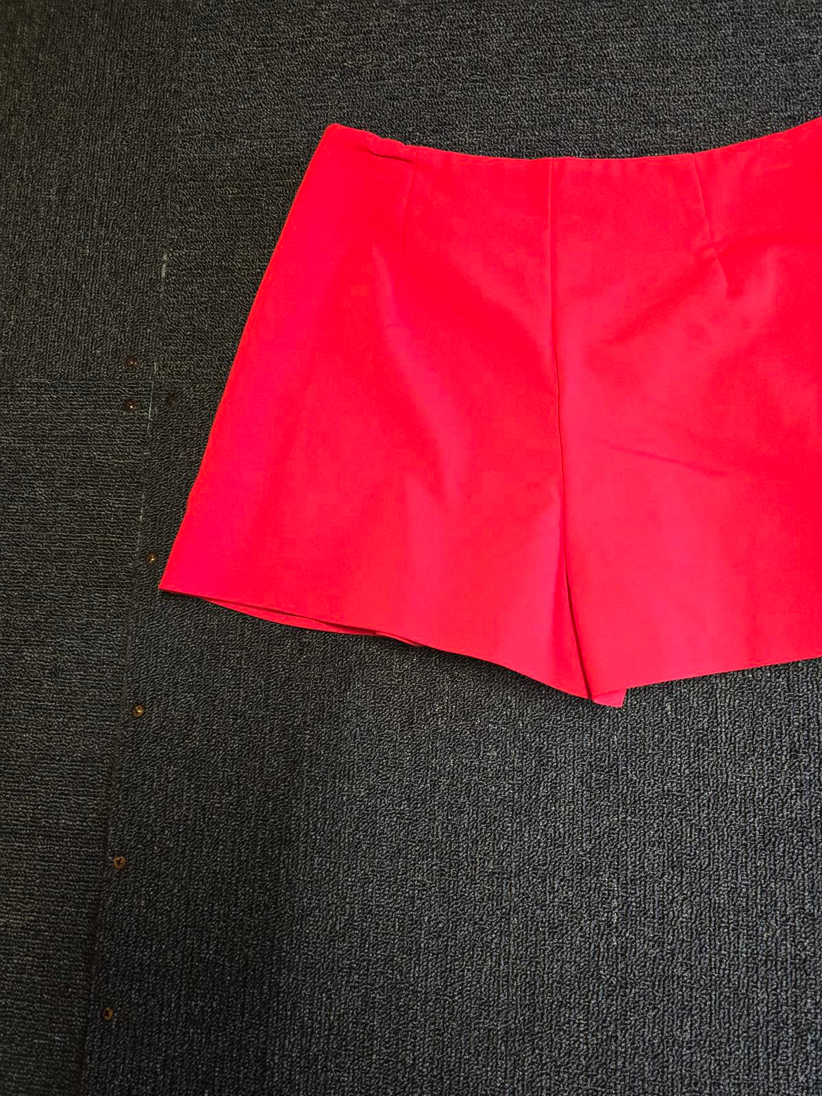Zara Mini Skort Red S Size 6-8 Frill Detail Summer Party Wear
