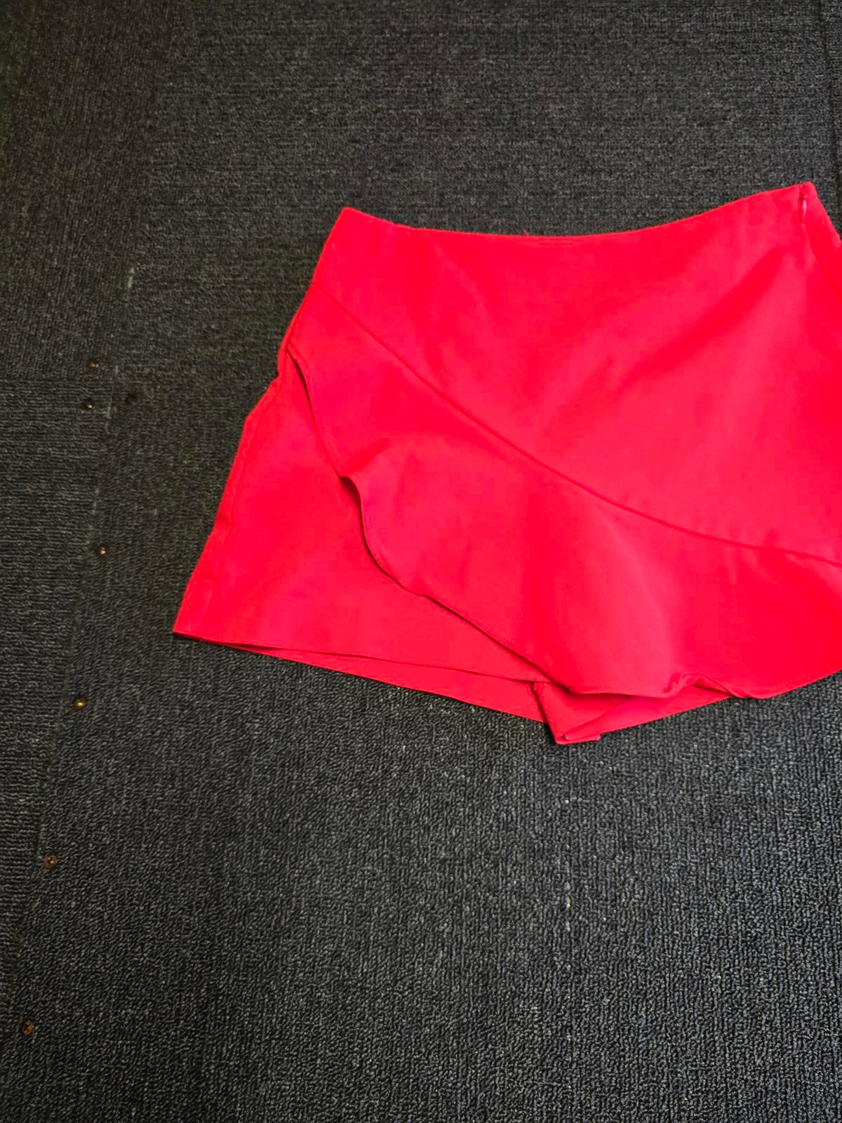 Zara Mini Skort Red S Size 6-8 Frill Detail Summer Party Wear