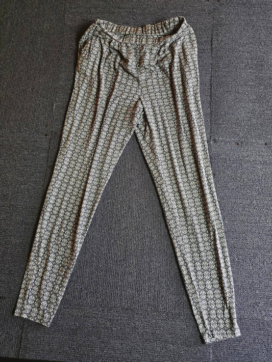 Matalan Patterned Trousers Black & White Size 10 Casual Lightweight