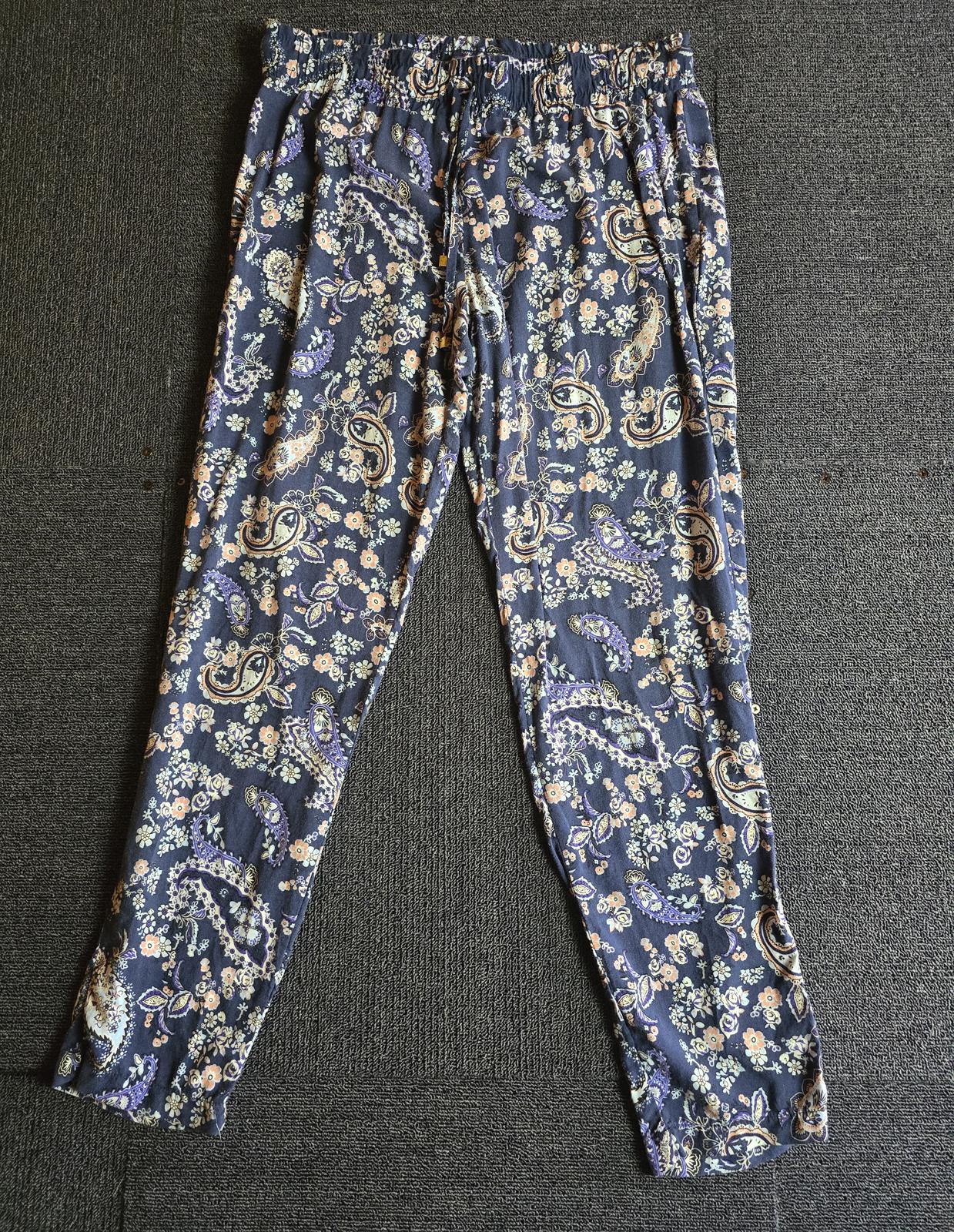 Peacocks Patterned Trousers Navy & Multicolour Size 12 Casual Wear