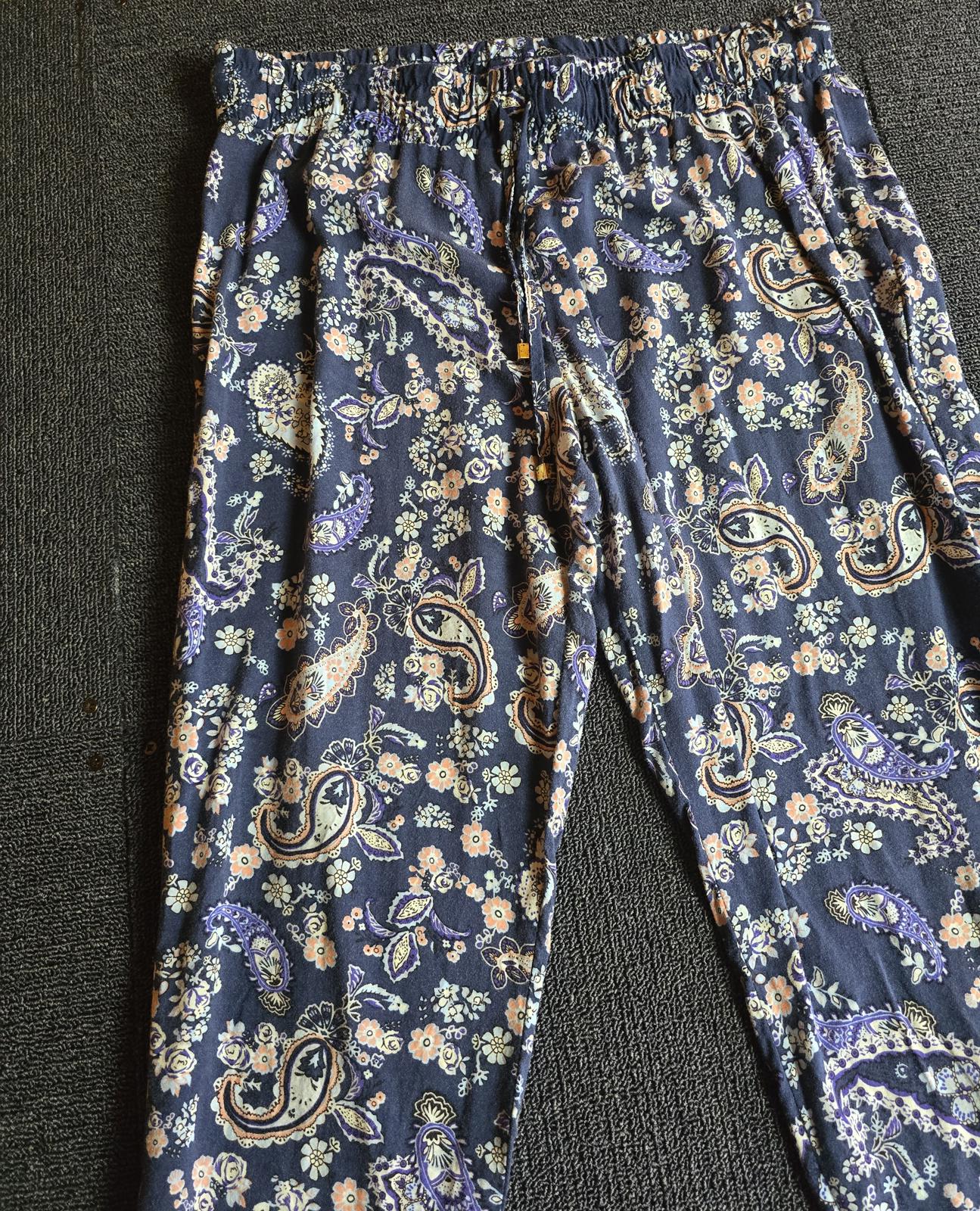 Peacocks Patterned Trousers Navy & Multicolour Size 12 Casual Wear