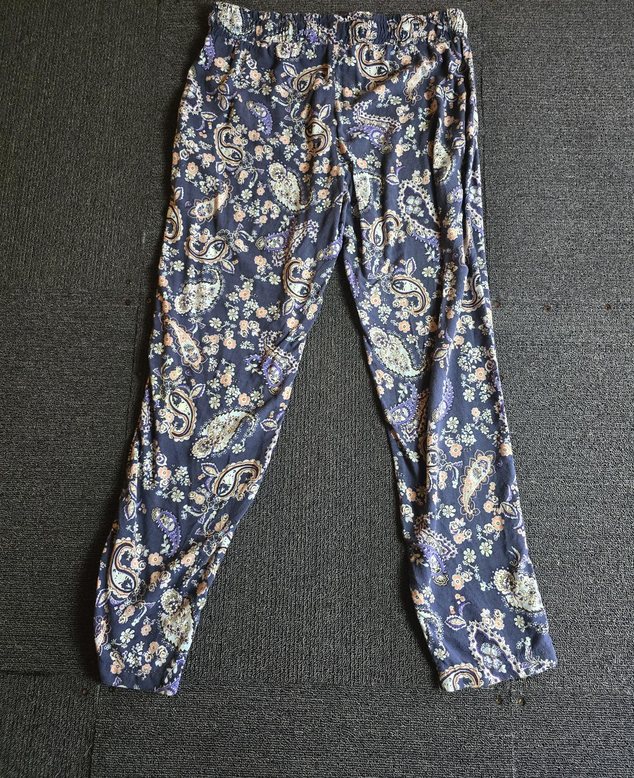 Peacocks Patterned Trousers Navy & Multicolour Size 12 Casual Wear