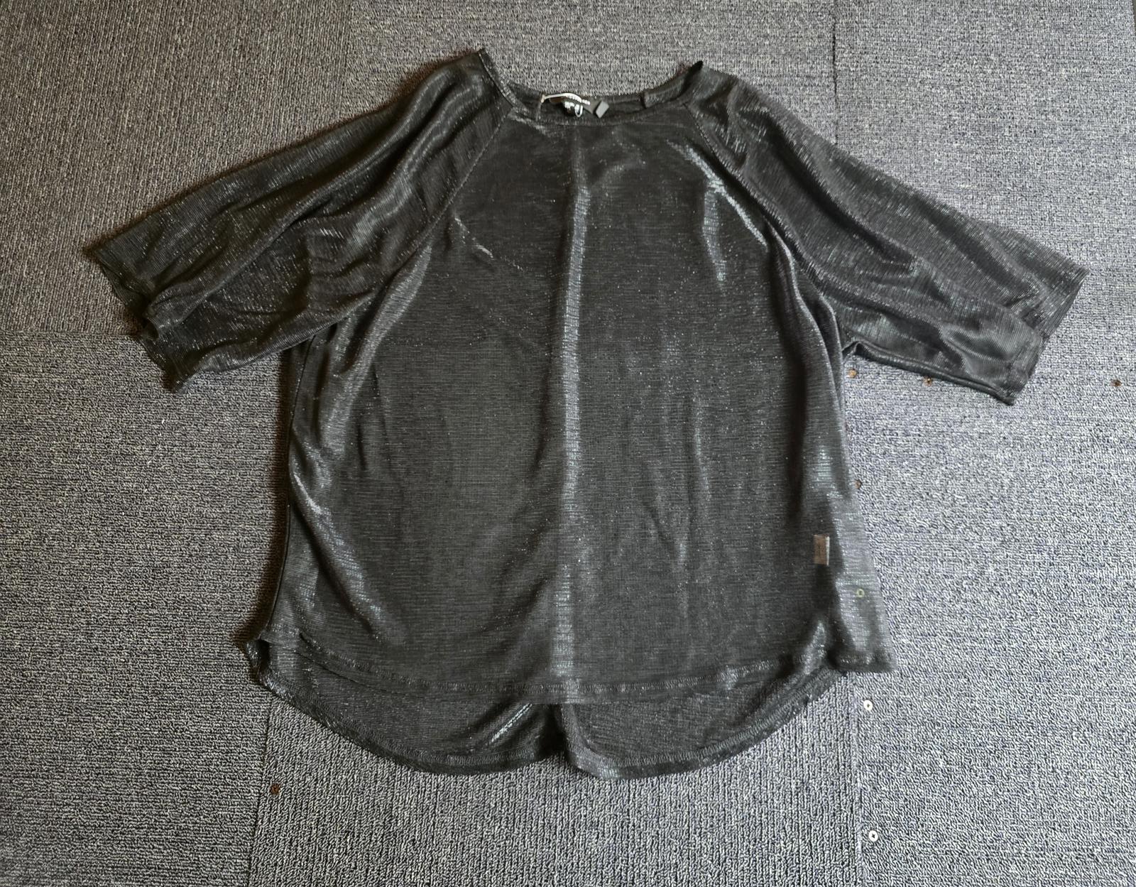 Primark Black Sparkle Sheer Top Size 18 Short Sleeve