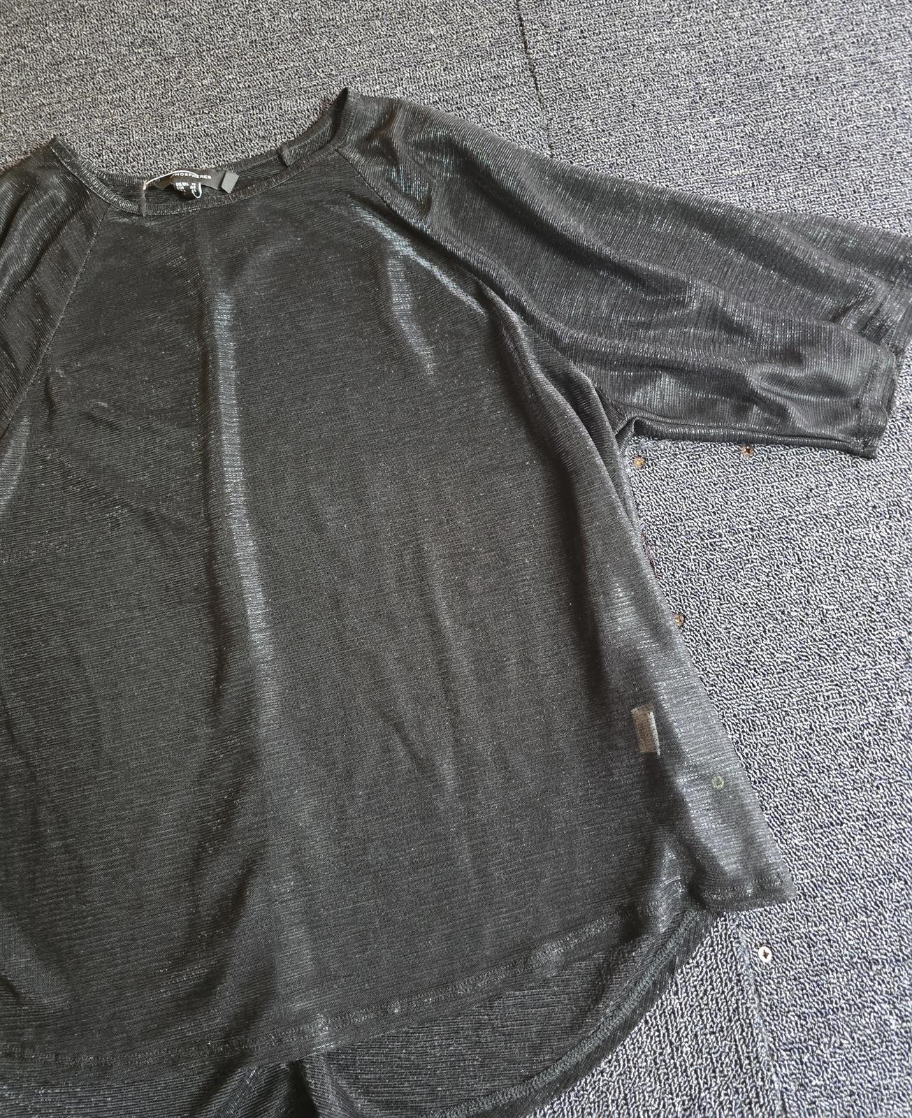 Primark Black Sparkle Sheer Top Size 18 Short Sleeve