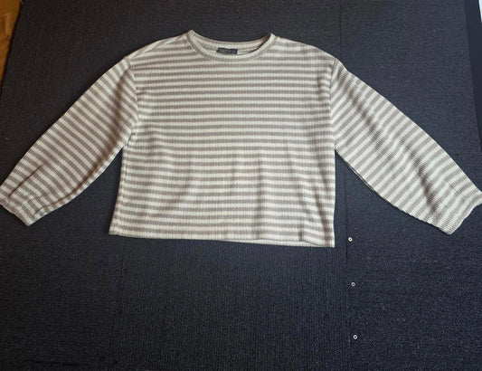 Matalan Petite Beige & White Striped Jumper M size 10/12 Causal