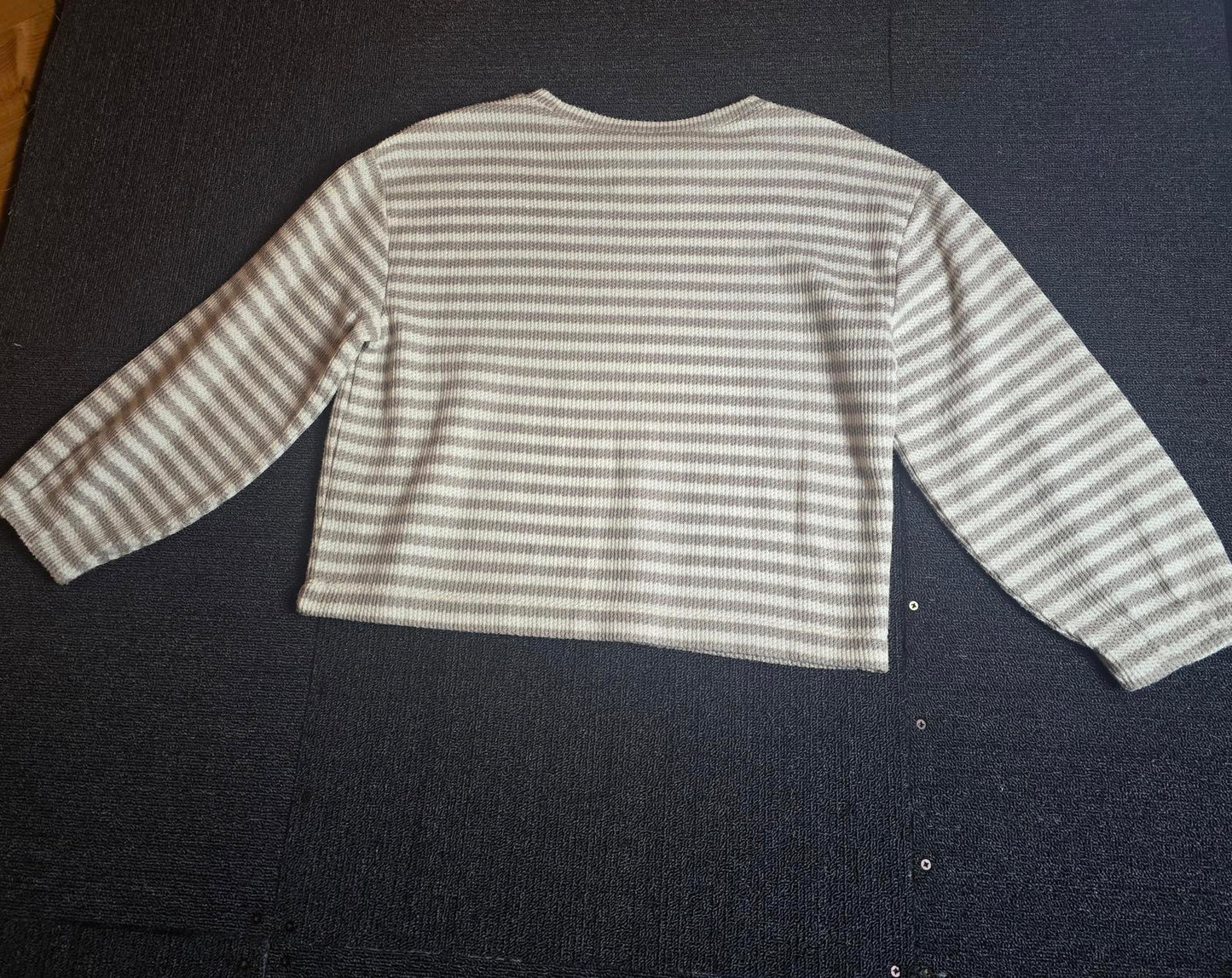 Matalan Petite Beige & White Striped Jumper M size 10/12 Causal