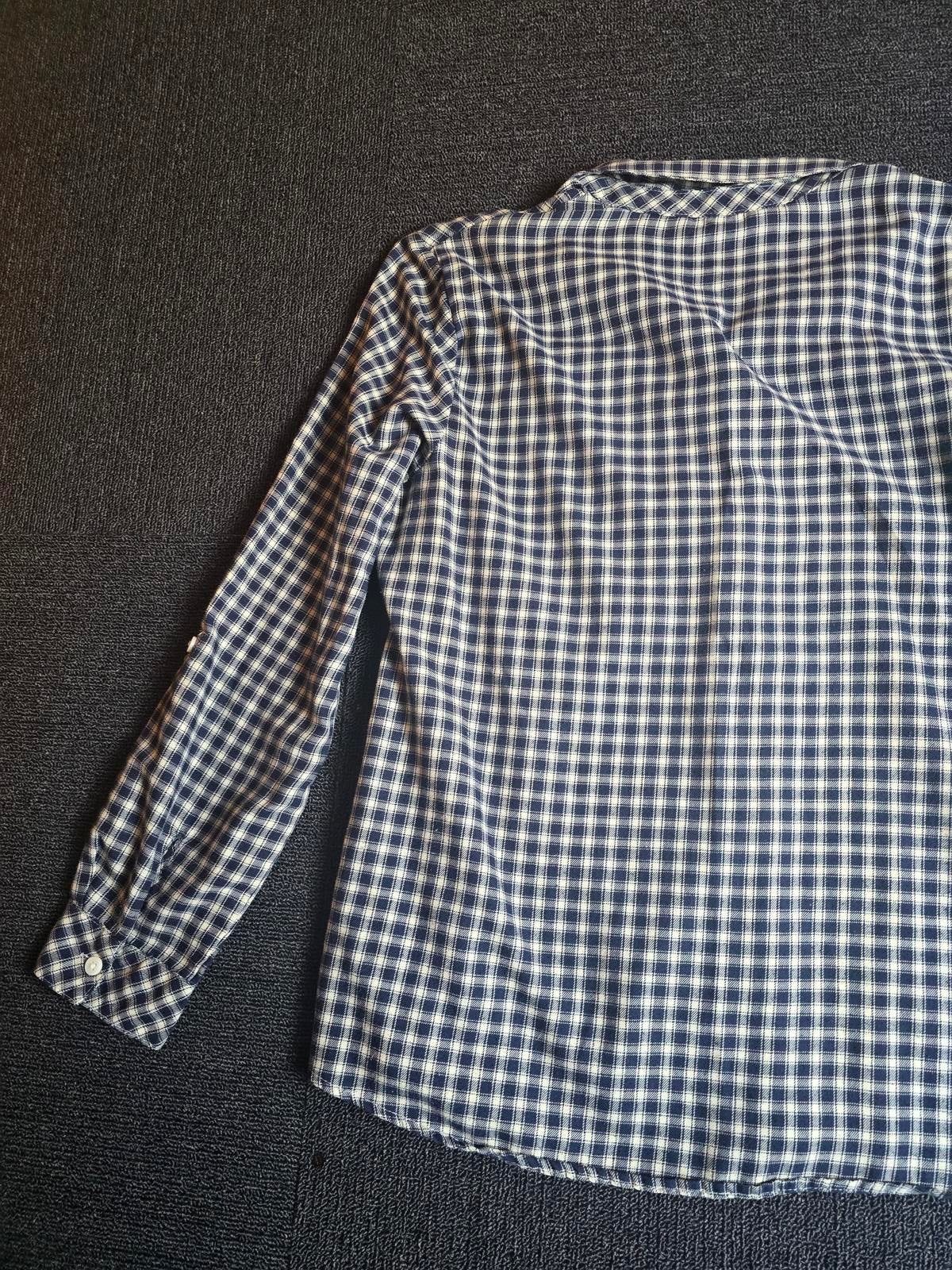 Isle Navy & White Checked Shirt Size 12 Relaxed Fit Cotton Blend