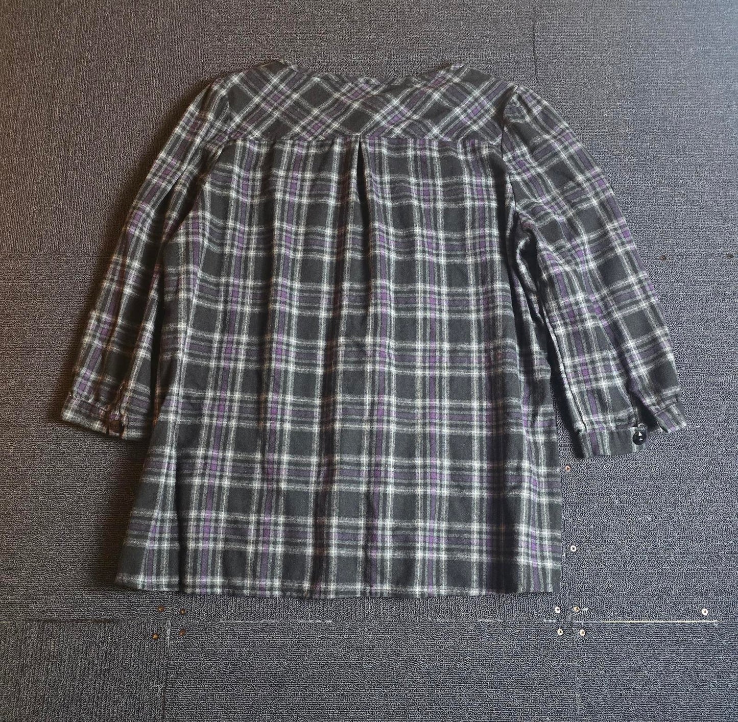 FD Joseph Check Shirt Black Grey Purple Size Free Relaxed Fit Cosy Layering