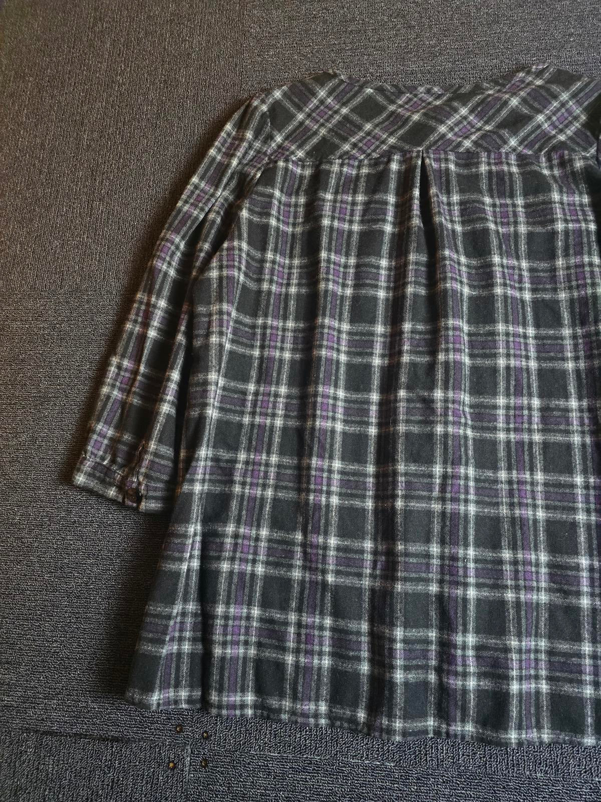 FD Joseph Check Shirt Black Grey Purple Size Free Relaxed Fit Cosy Layering