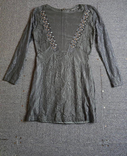 Boohoo petite black sheer dress size 12